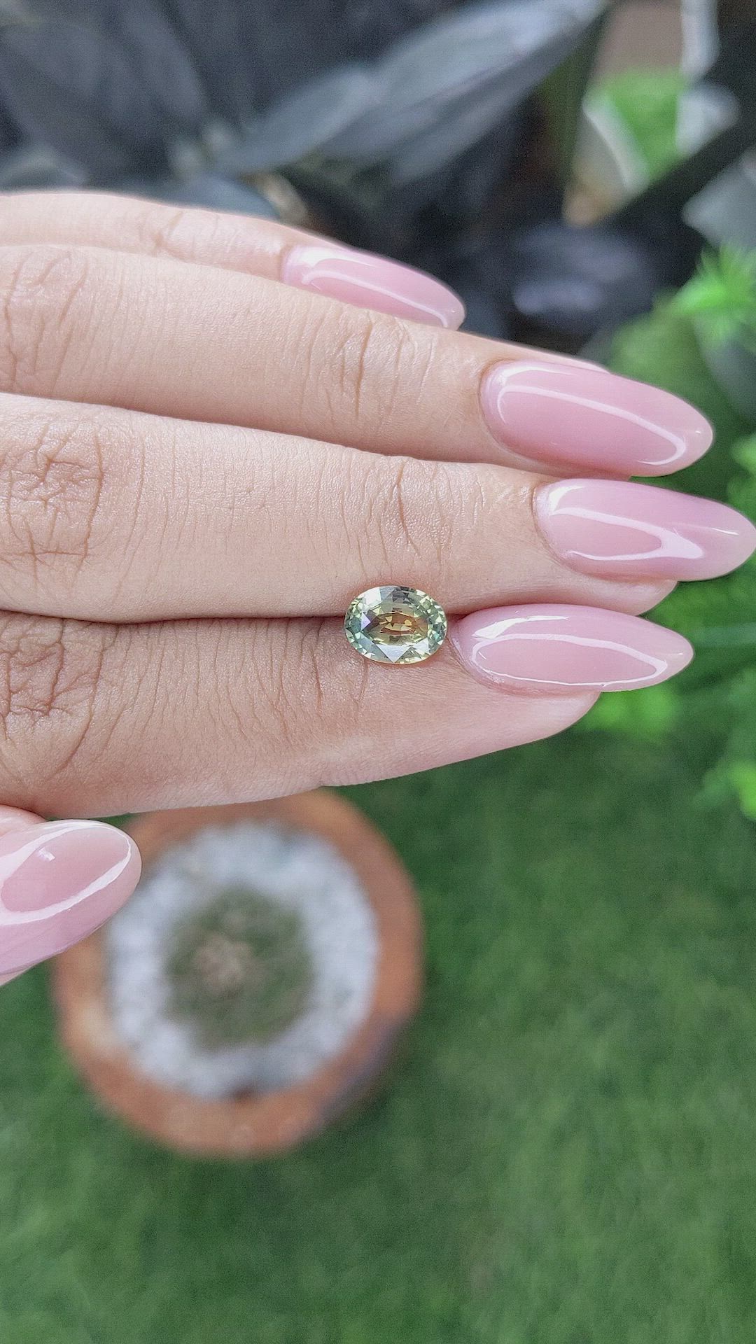 1.38 Ct. Yellowish Green Sapphire from Tanzania Size Video