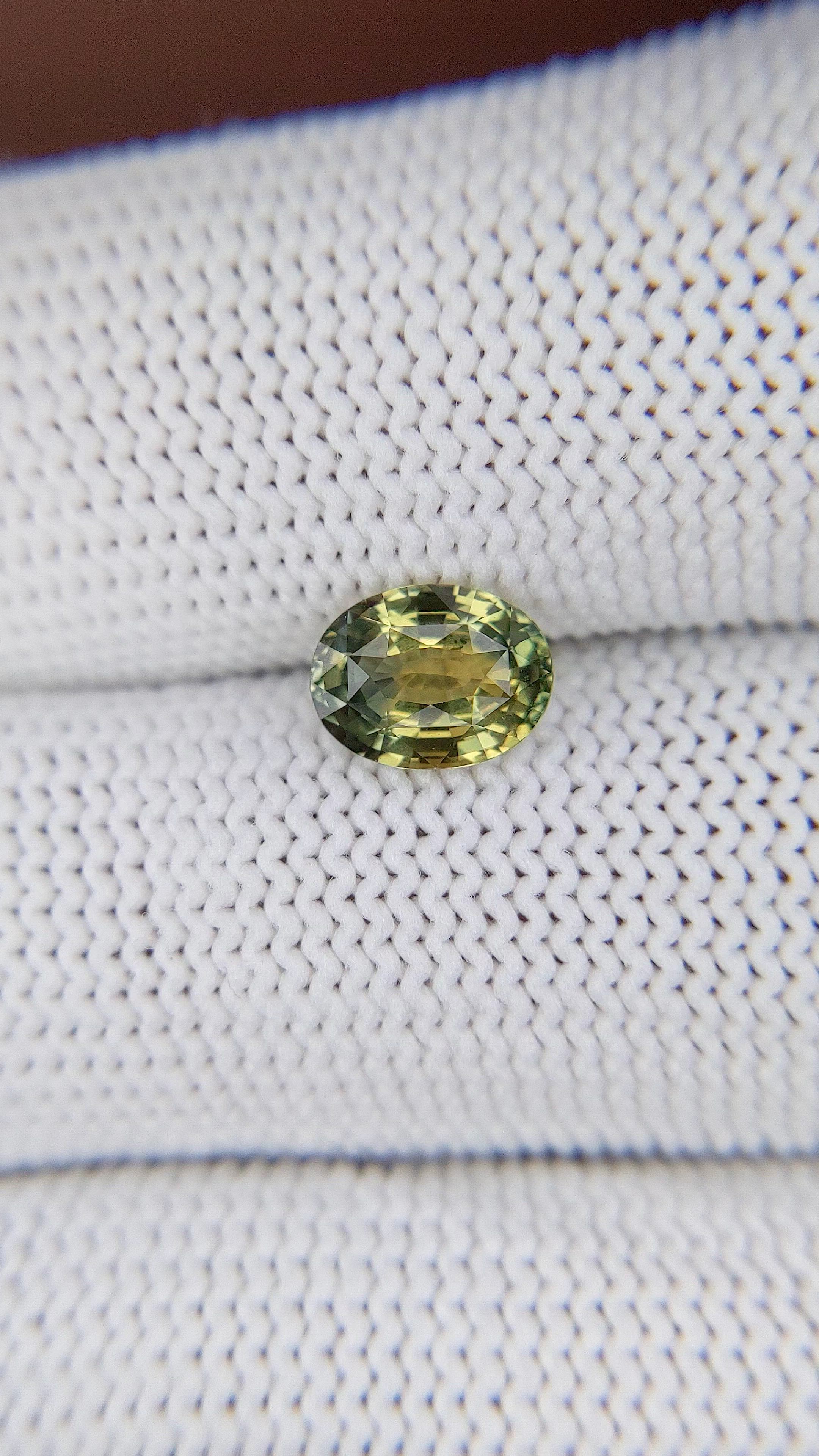 1.38 Ct. Yellowish Green Sapphire from Tanzania Size Video