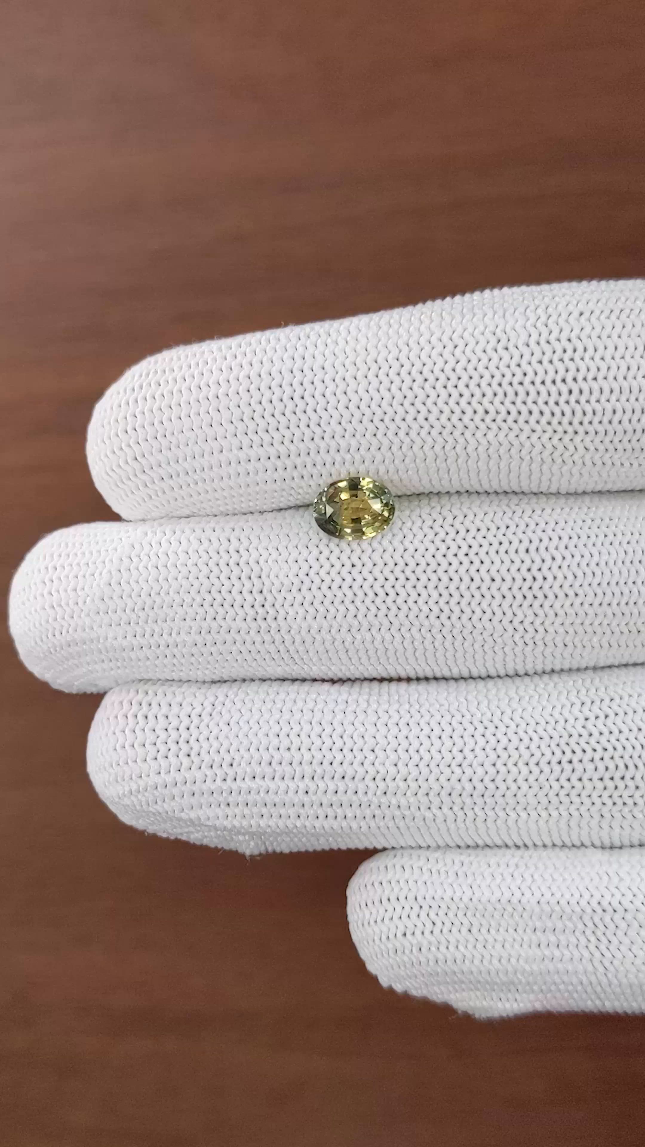 1.38 Ct. Yellowish Green Sapphire from Tanzania Size Video