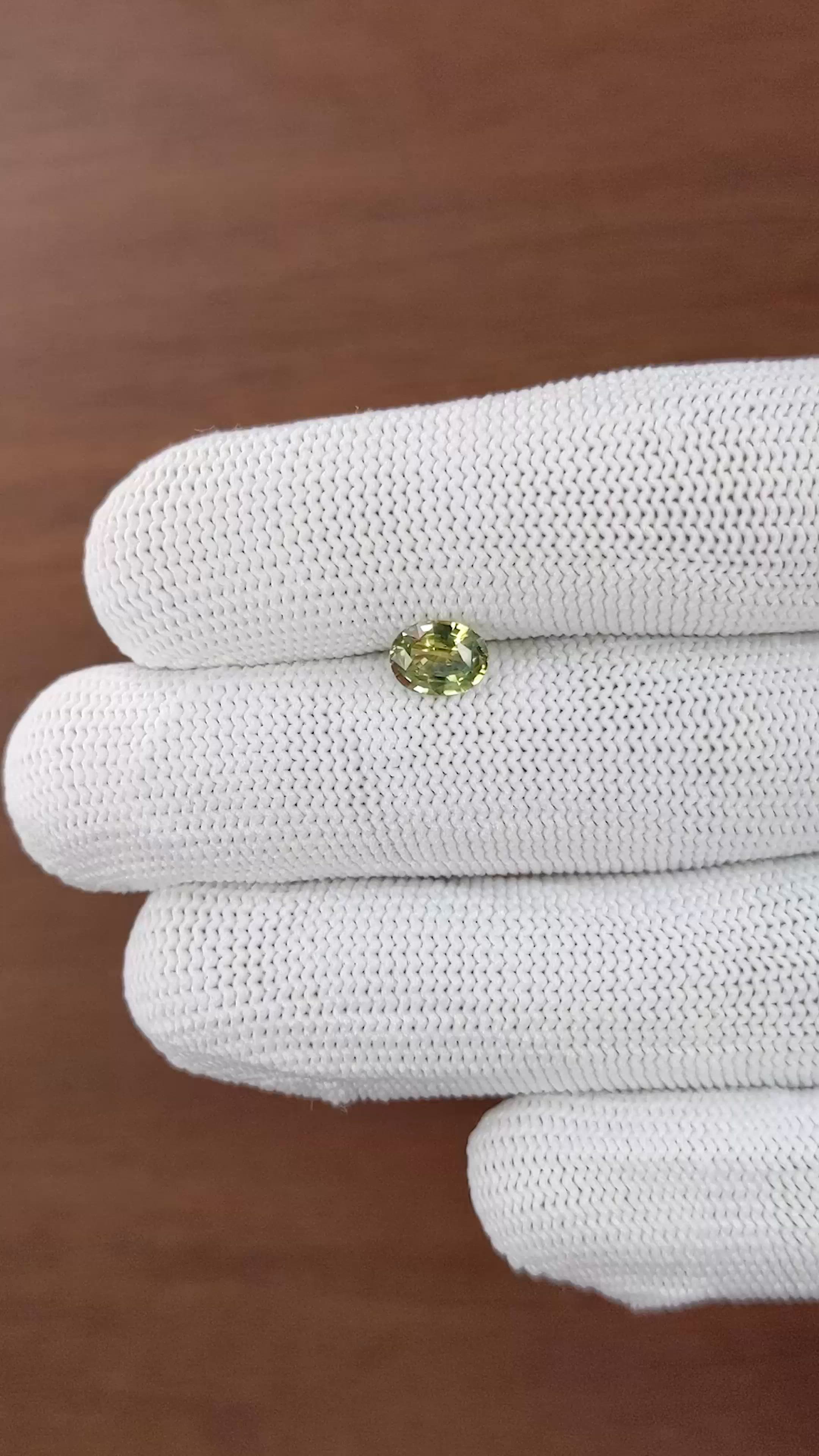 1.01 Ct. Yellowish Green Sapphire from Tanzania Size Video
