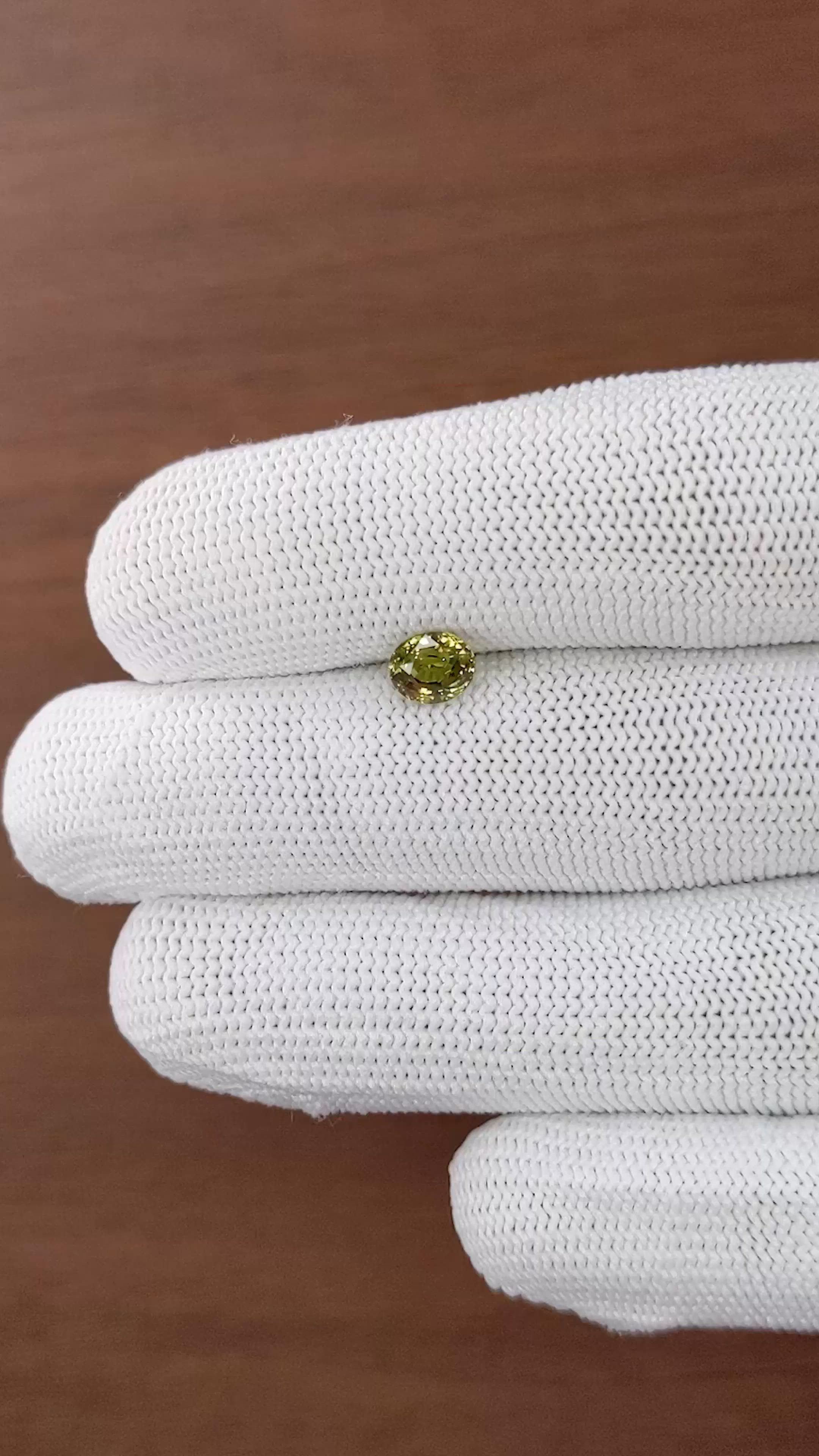 1.05 Ct. Yellowish Green Sapphire from Tanzania Size Video