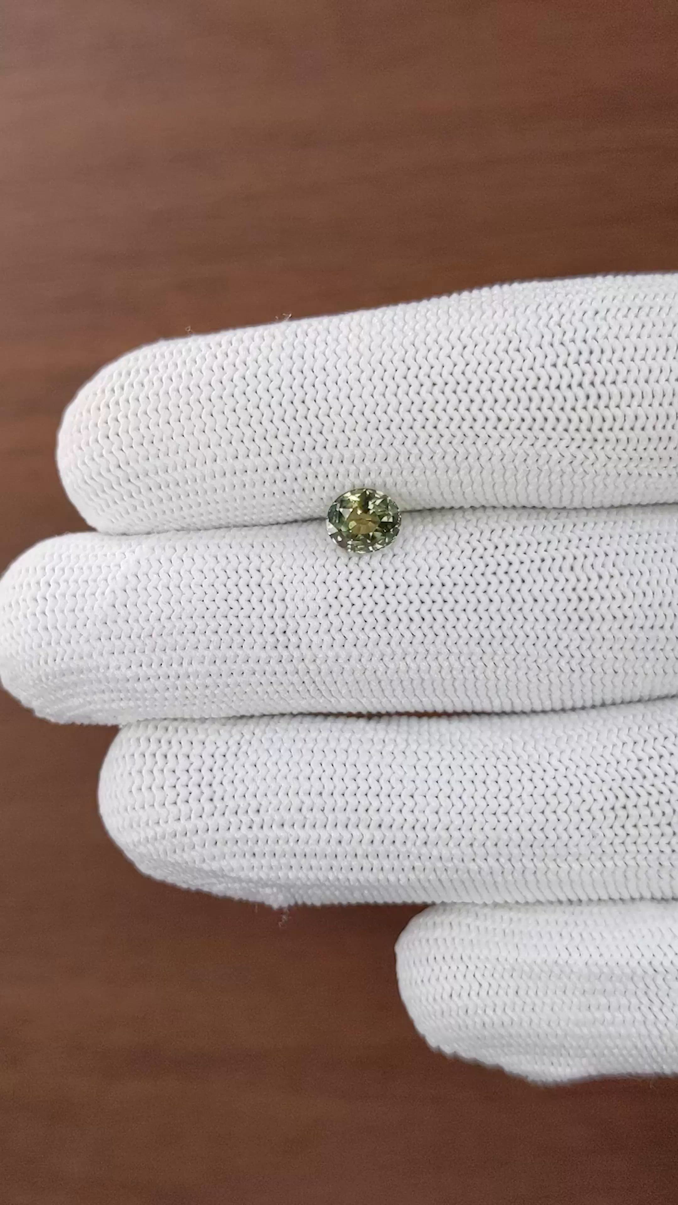 1.14 Ct. Yellowish Green Sapphire from Tanzania Size Video