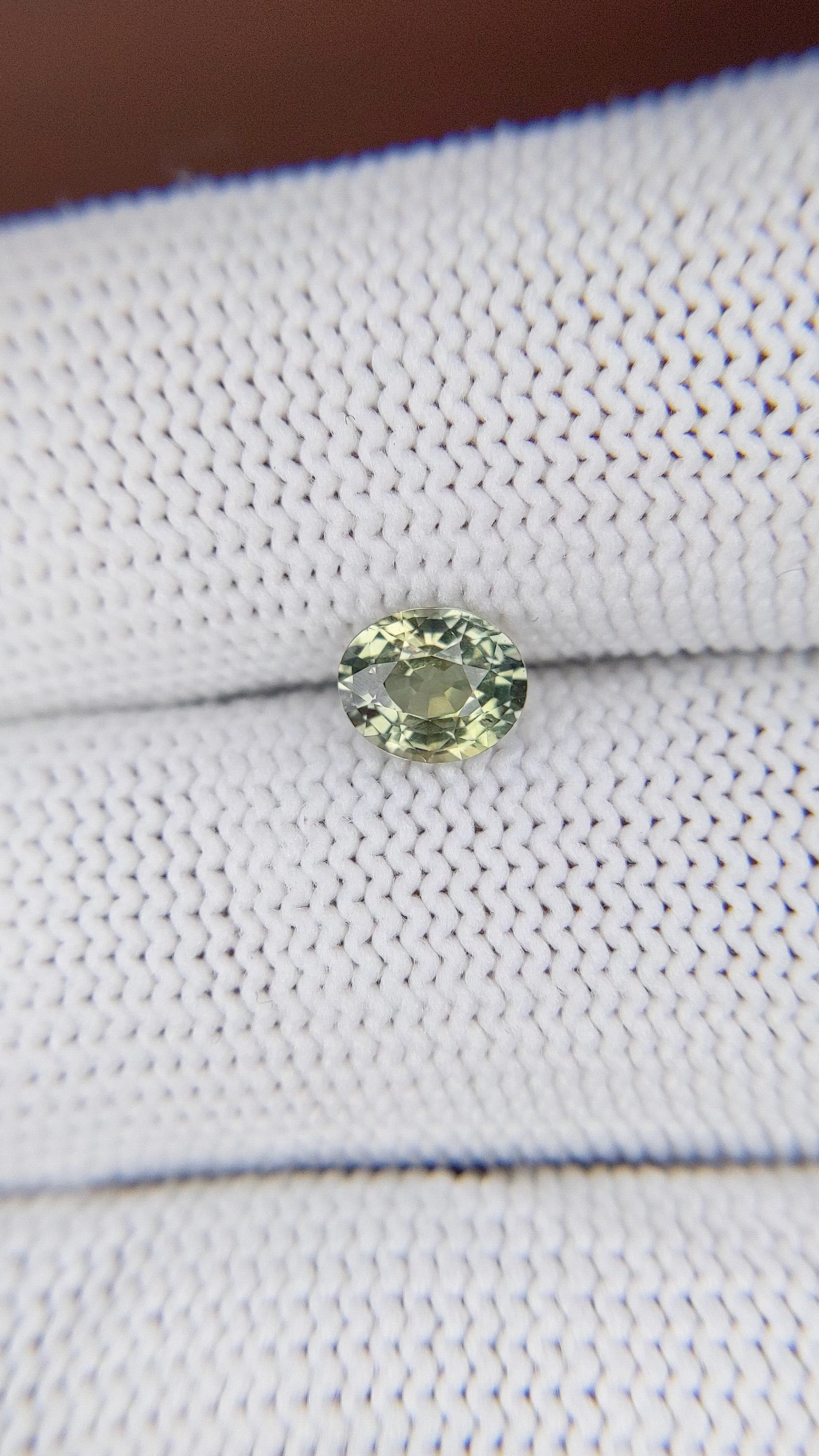 0.92 Ct. Yellowish Green Sapphire from Tanzania Size Video