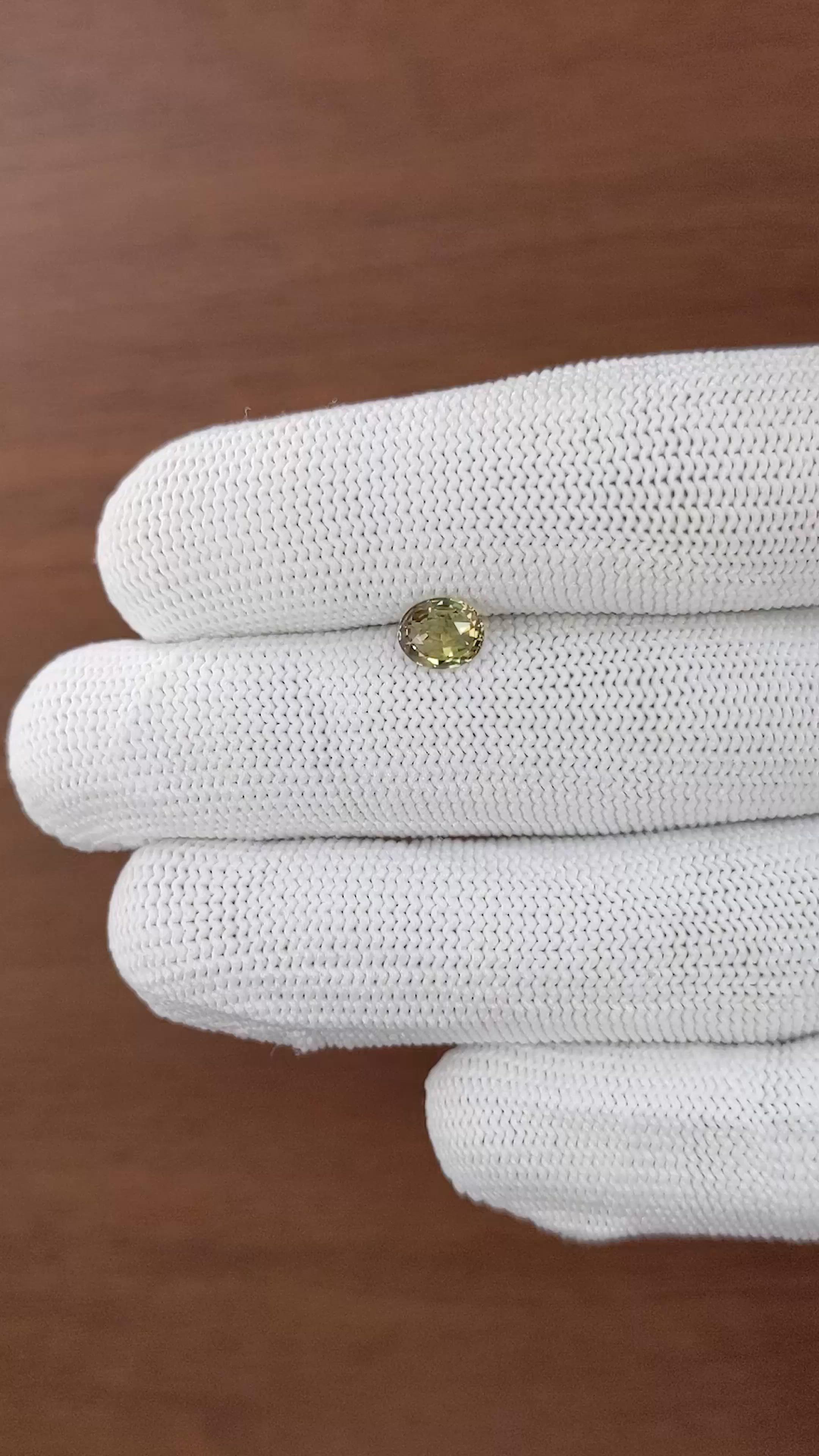 1.04 Ct. Yellowish Green Sapphire from Tanzania Size Video