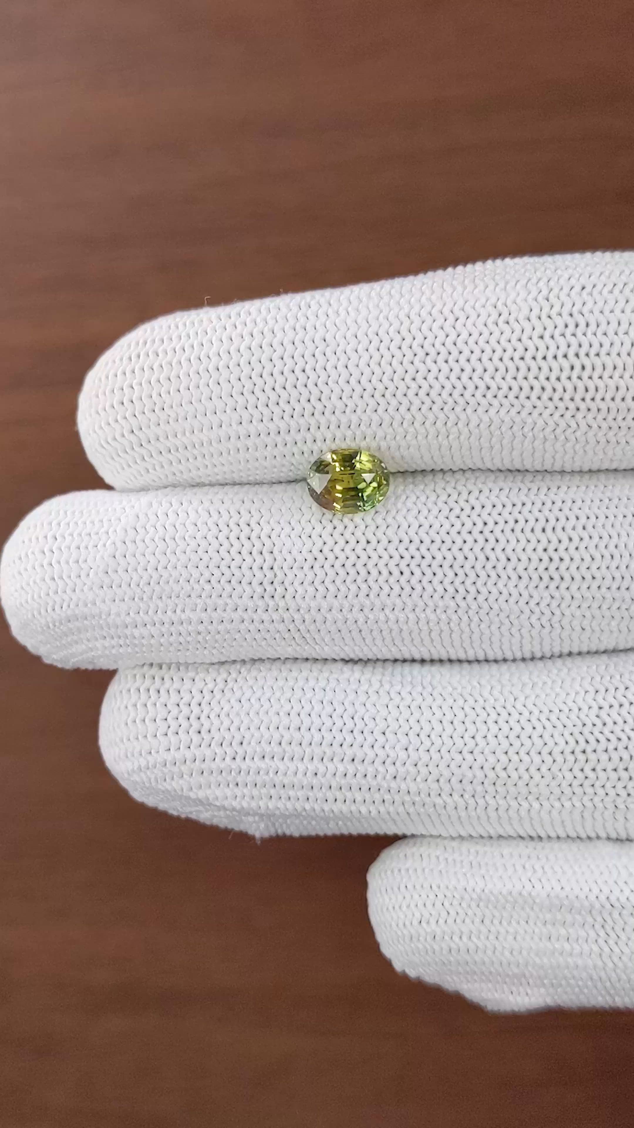1.73 Ct. Yellowish Green Sapphire from Tanzania Size Video