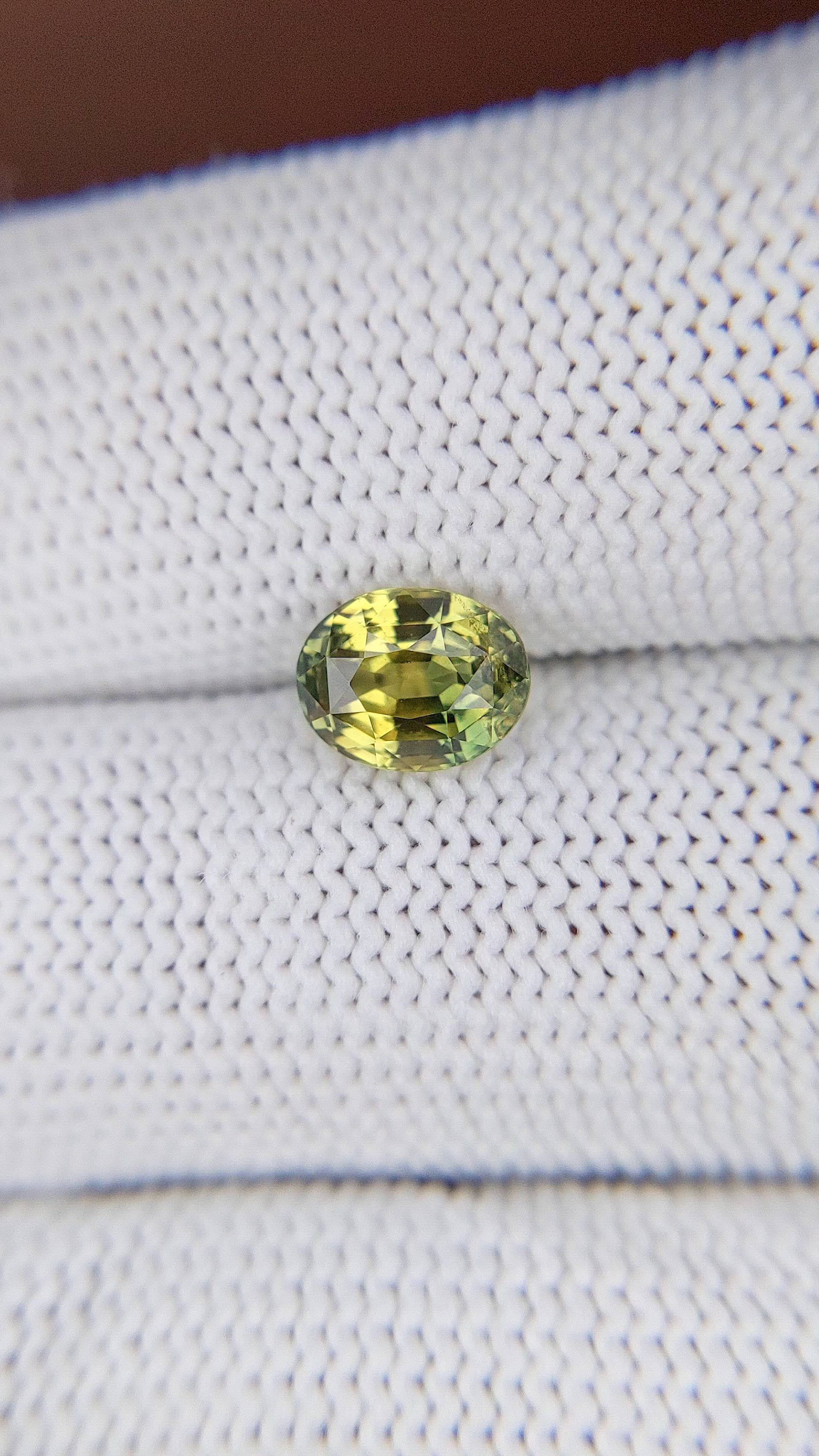 1.73 Ct. Yellowish Green Sapphire from Tanzania Size Video