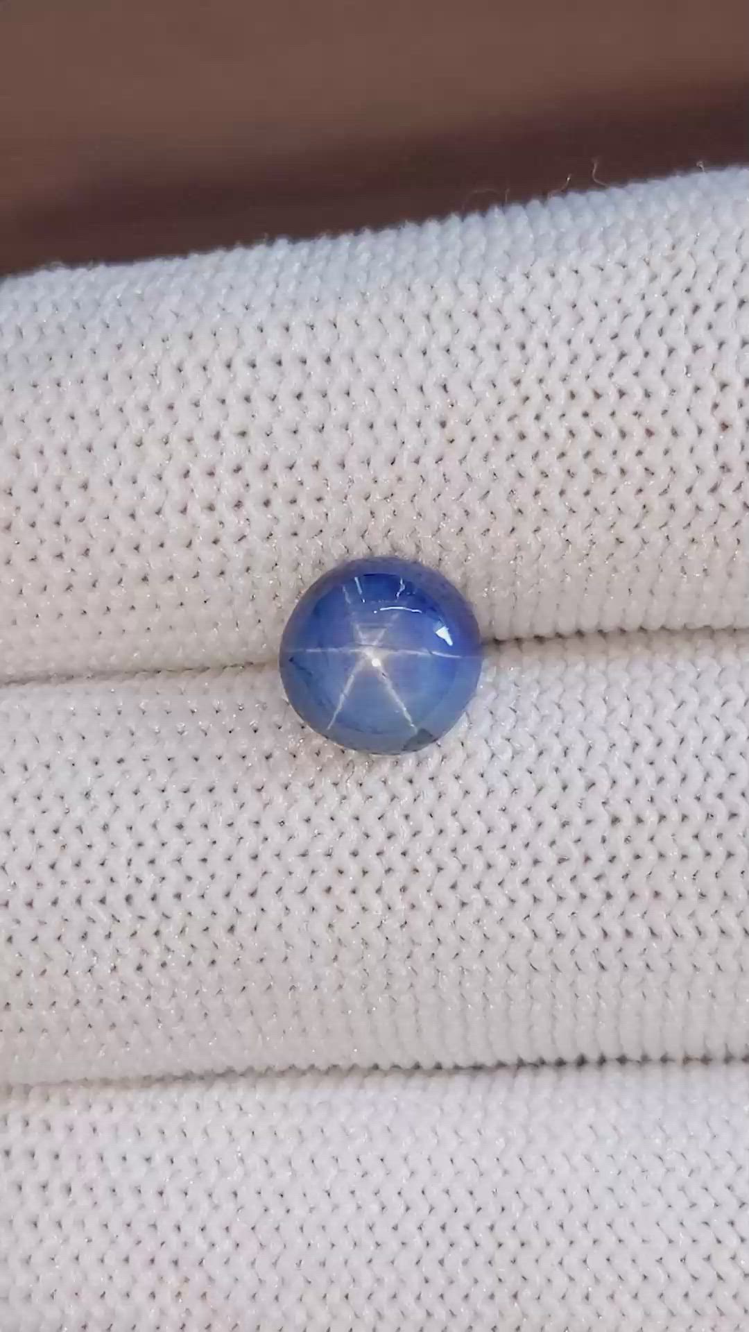 3.07 Ct. Blue Star Sapphire from Madagascar Size Video
