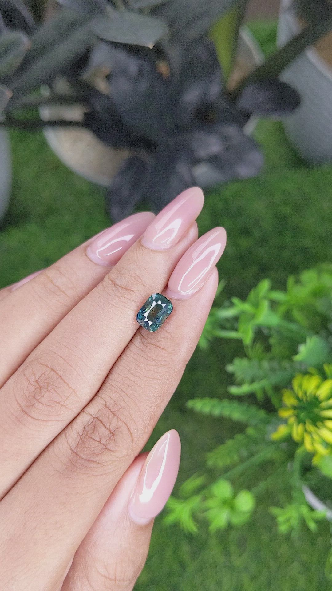 2.03 Ct. Greenish Blue Sapphire from Madagascar Size Video