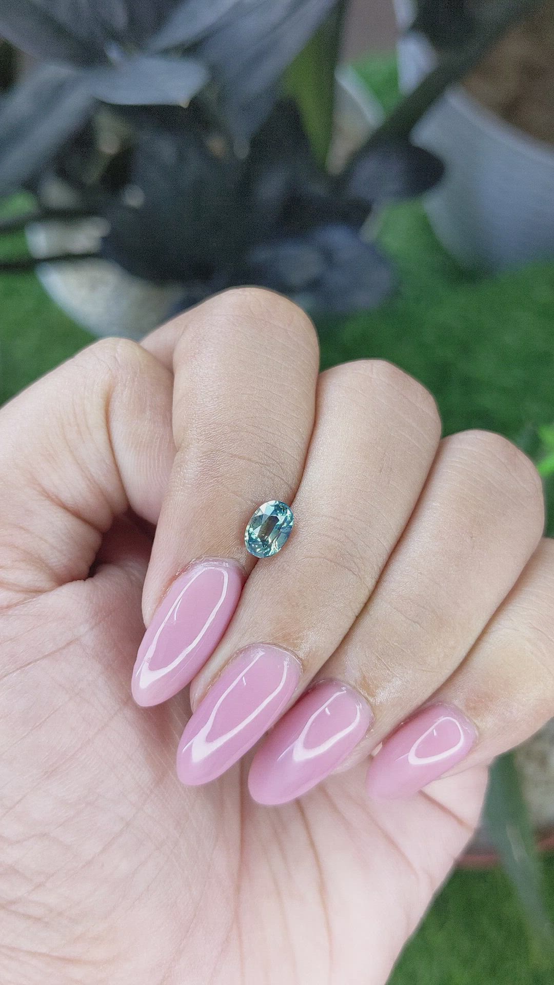 0.86 Ct. Bluish Green Sapphire from Madagascar Size Video