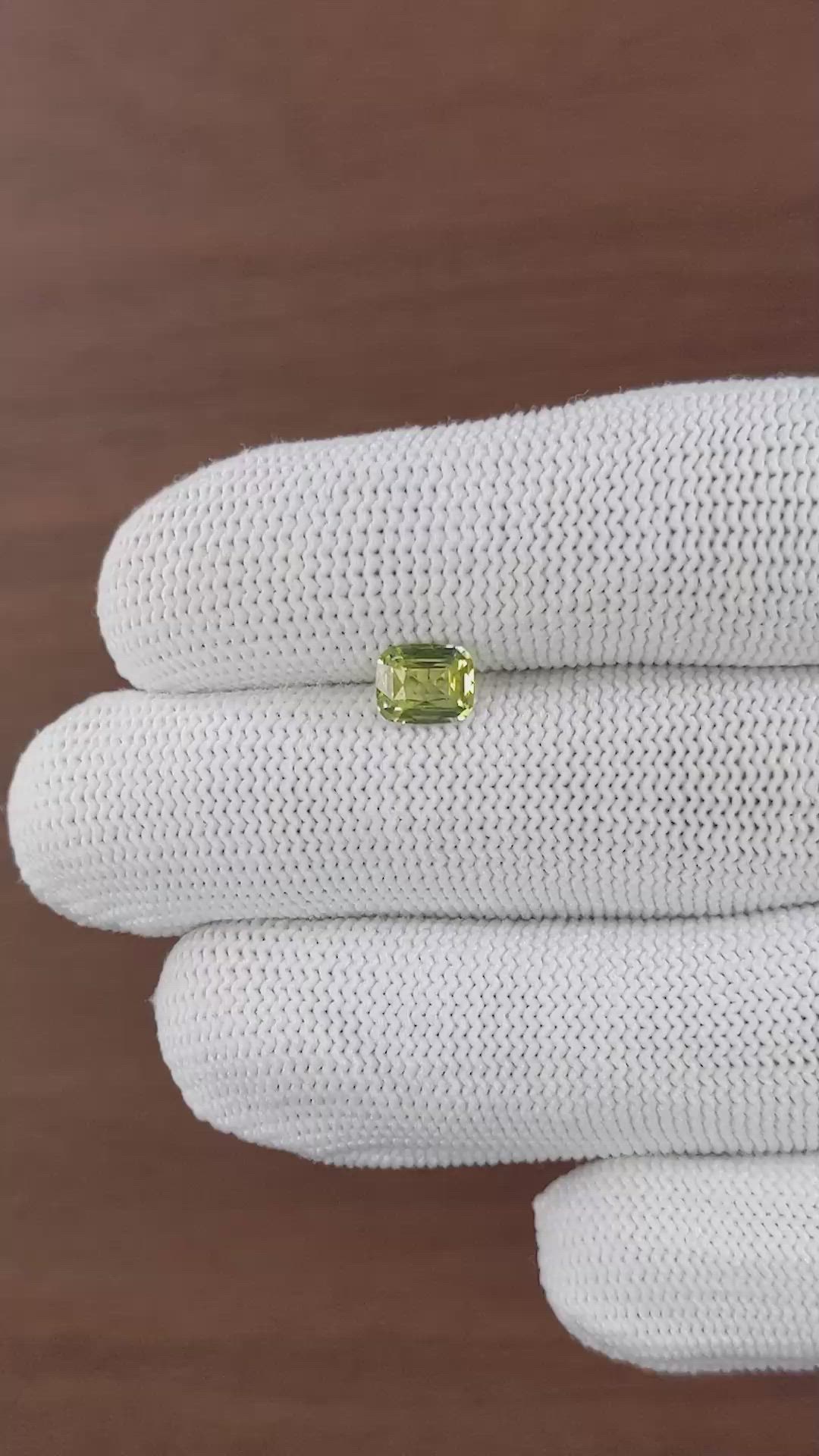 1.07 Ct. Greenish Yellow Sapphire from Madagascar Size Video