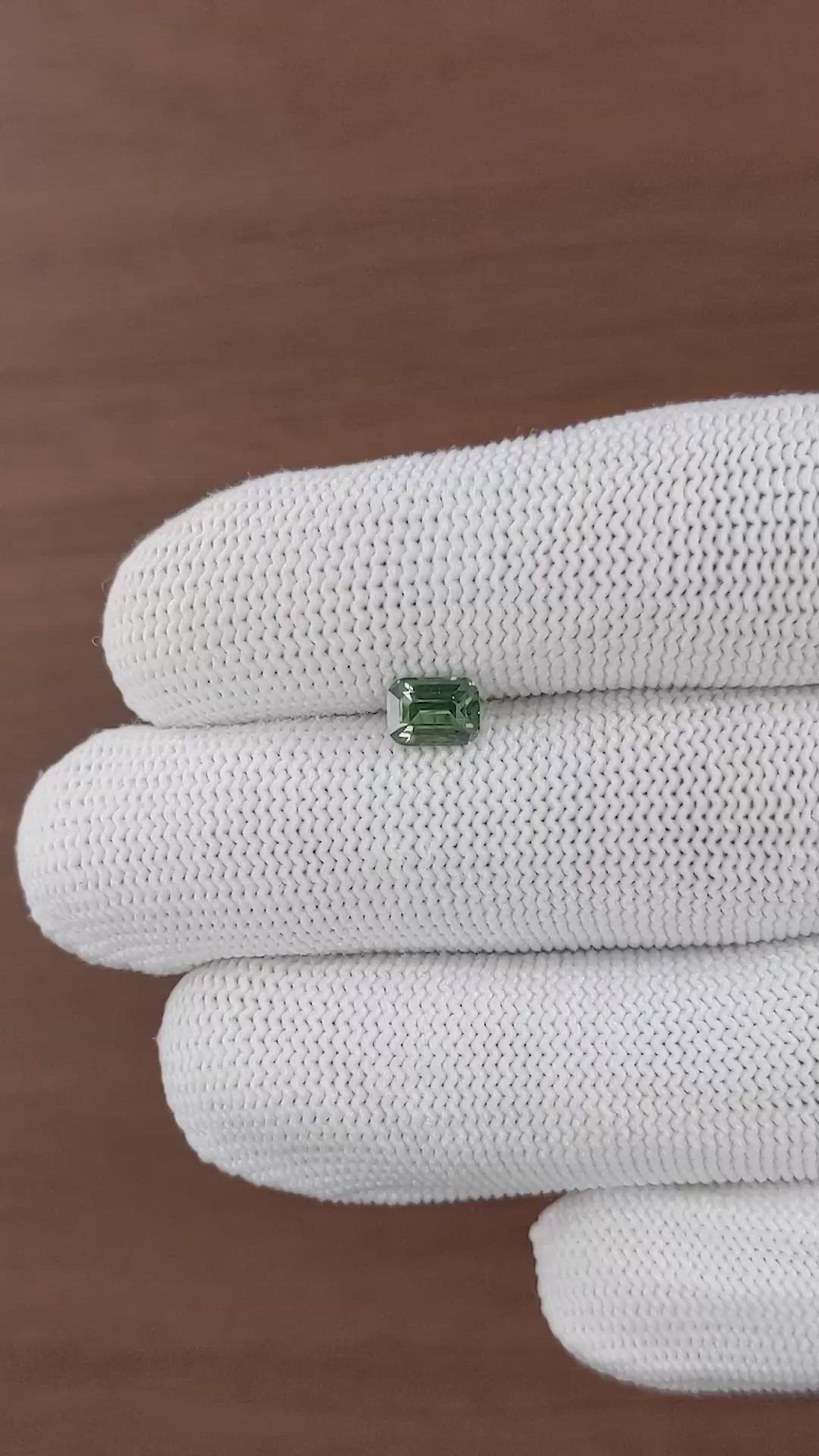 1.01 Ct. Bluish Green Sapphire from Madagascar Size Video