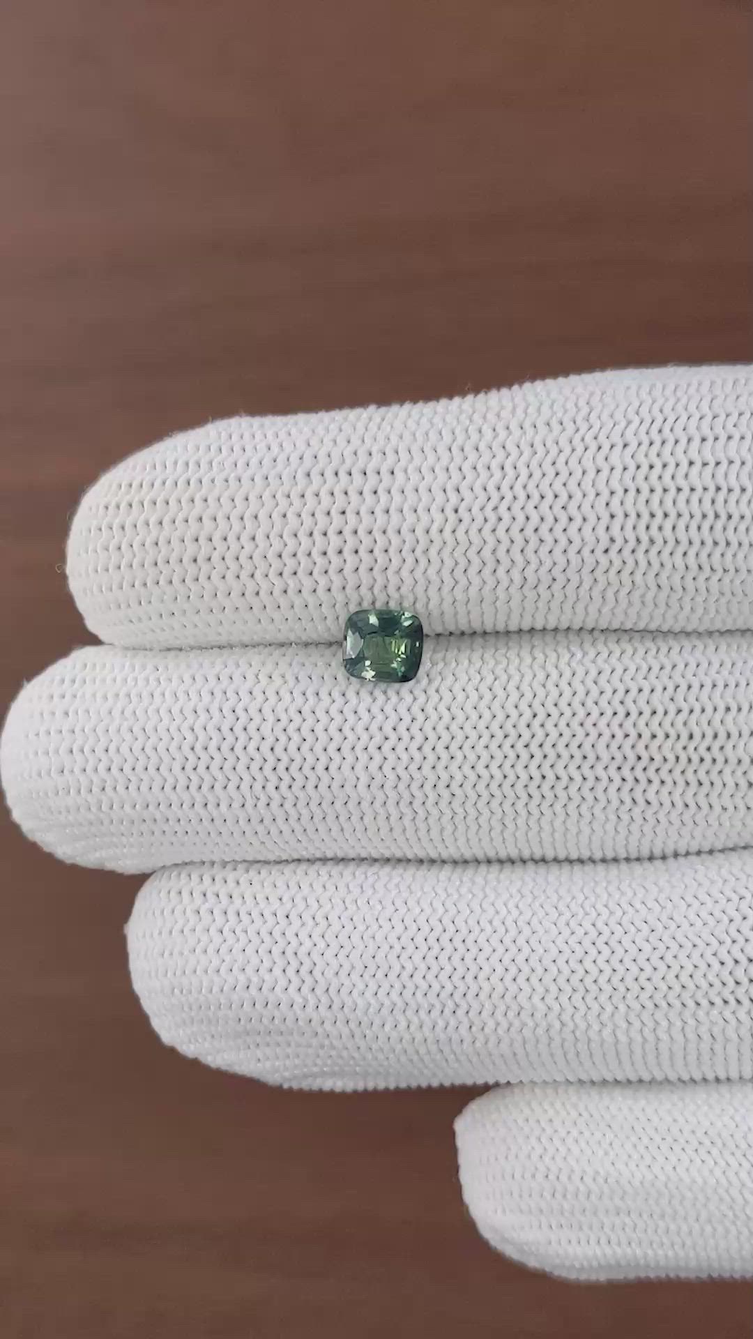 1.01 Ct. Bluish Green Sapphire from Madagascar Size Video