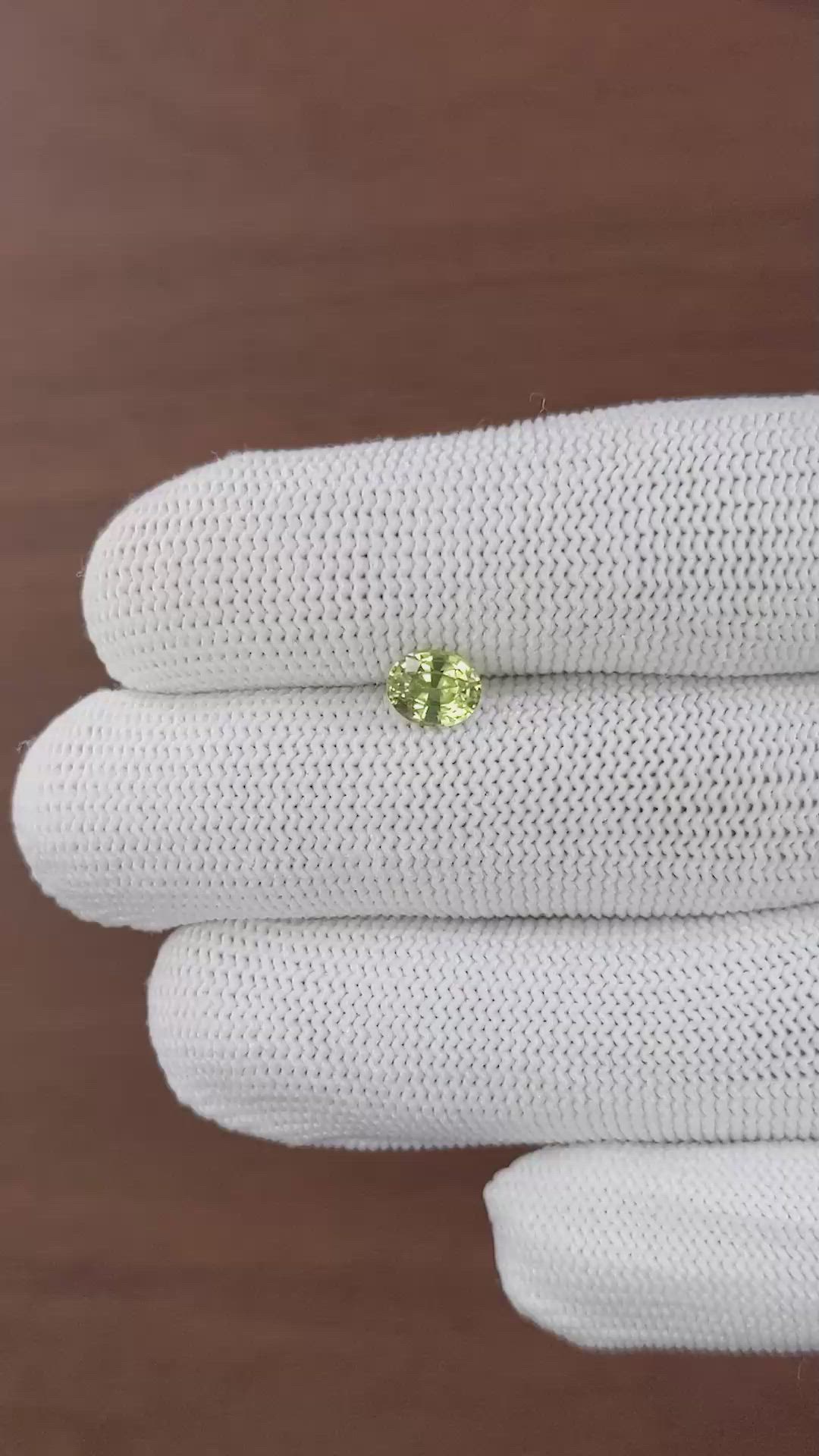 1.14 Ct. Yellowish Green Sapphire from Madagascar Size Video