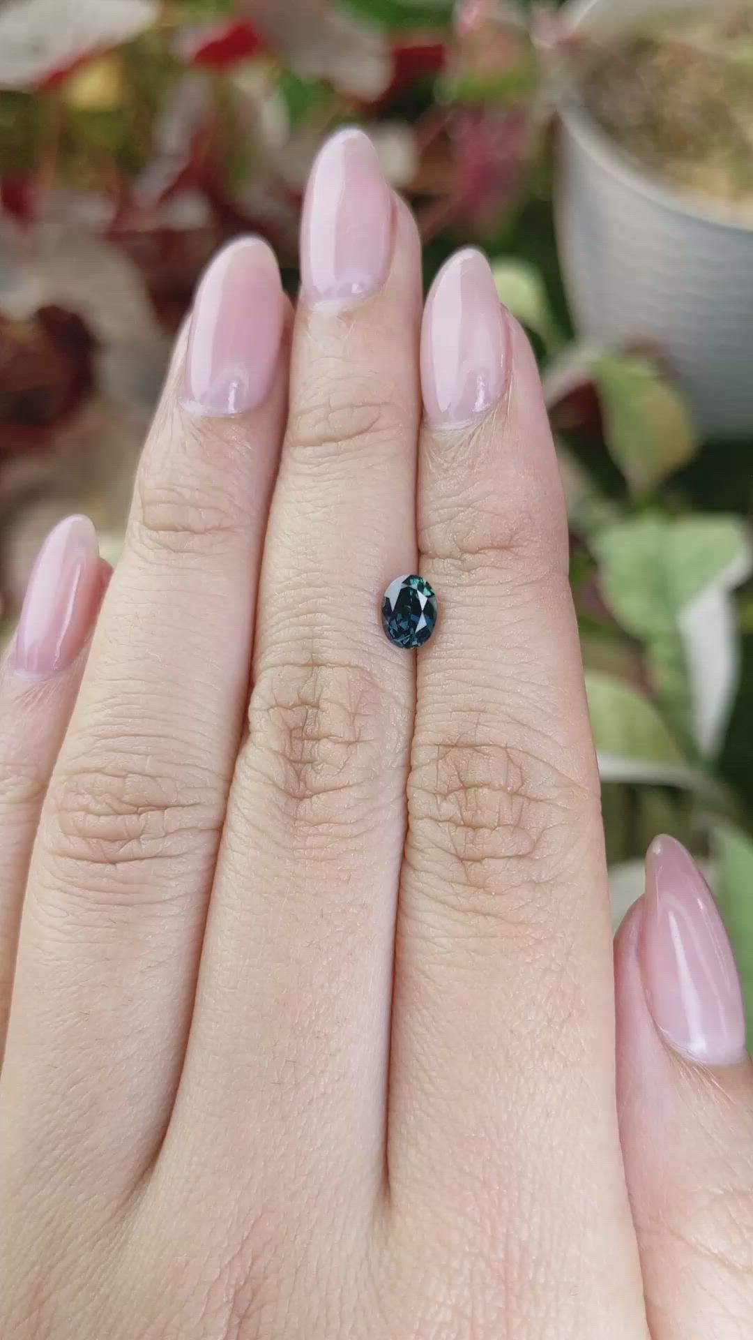 0.91 Ct. Greenish Blue Sapphire from Ceylon (Sri Lanka) Size Video