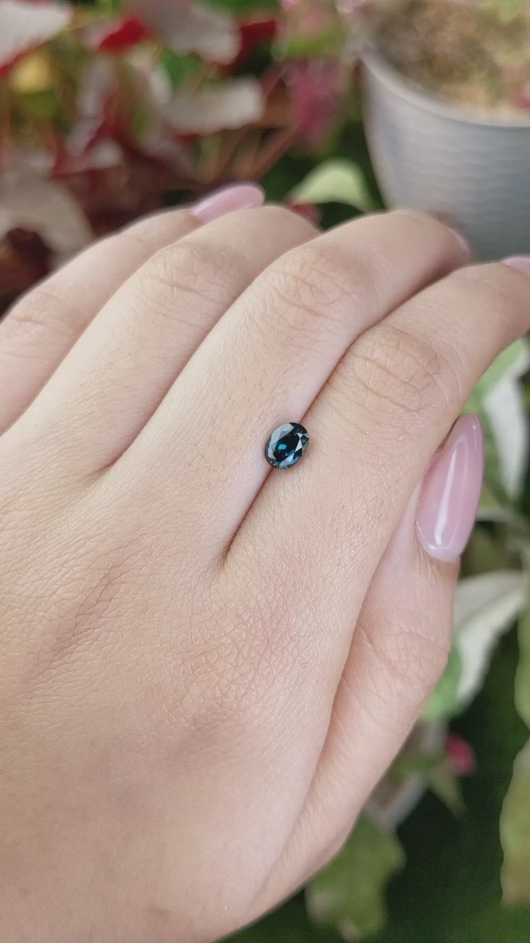 0.91 Ct. Greenish Blue Sapphire from Ceylon (Sri Lanka) Size Video