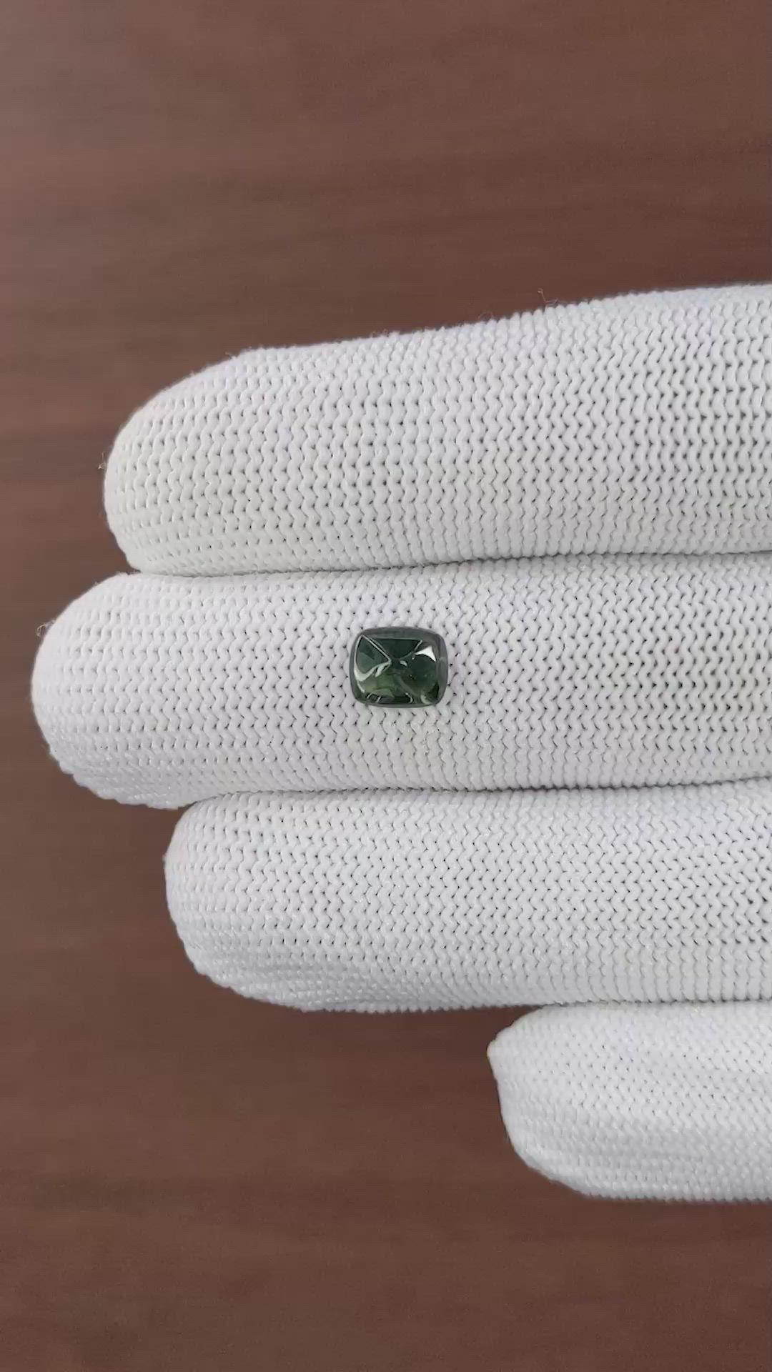 1.69 Ct. Bluish Green Cabochon Sapphire from Madagascar Size Video