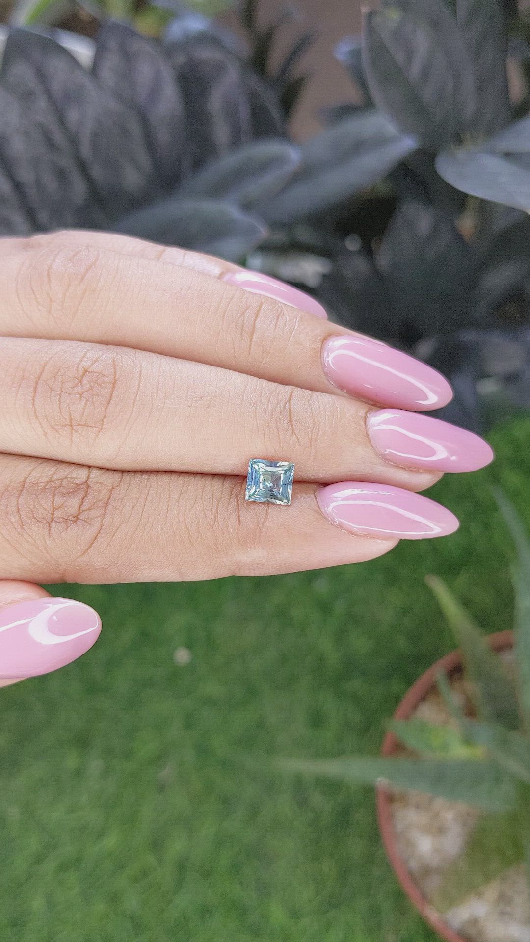 1.03 Ct. Greenish Blue Sapphire from Madagascar Size Video