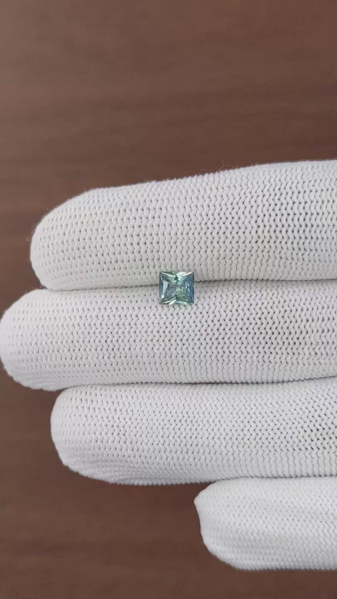 1.03 Ct. Greenish Blue Sapphire from Madagascar Size Video