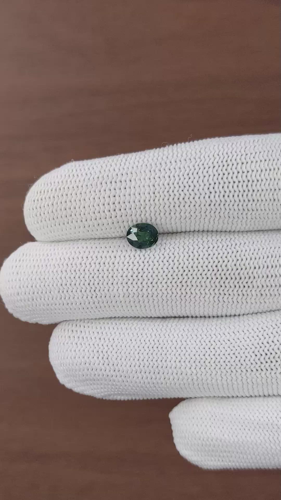 1.04 Ct. Bluish Green Sapphire from Madagascar Size Video