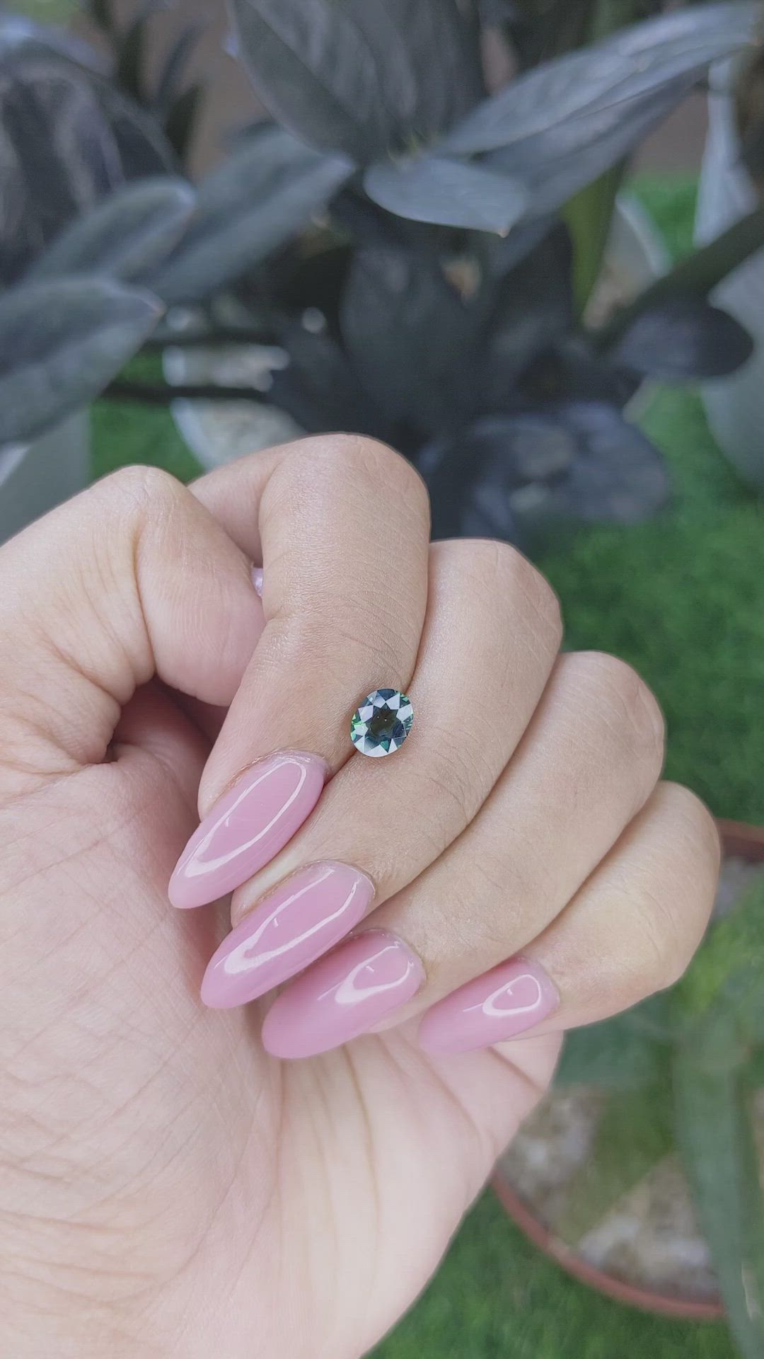 1.04 Ct. Bluish Green Sapphire from Madagascar Size Video