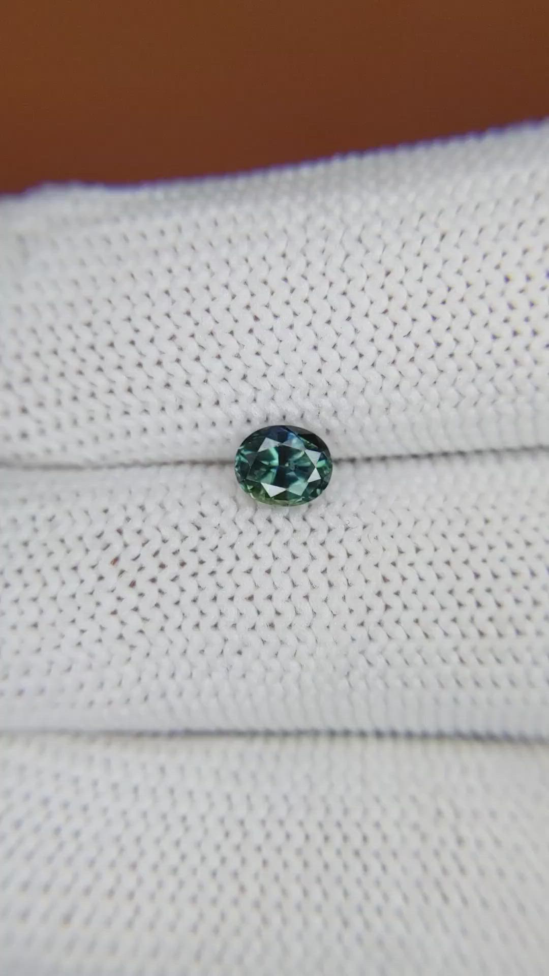 0.72 Ct. Bluish Green Sapphire from Madagascar Size Video