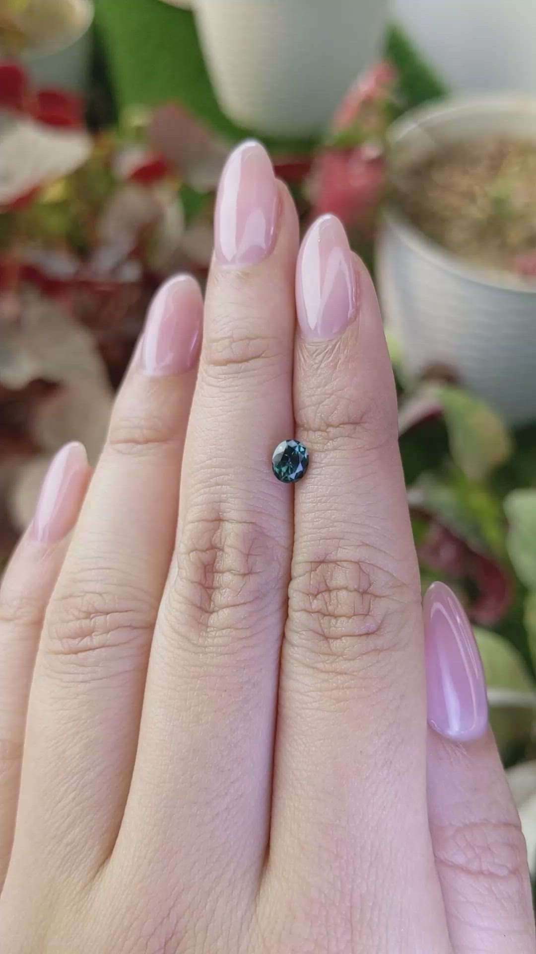 0.72 Ct. Bluish Green Sapphire from Madagascar Size Video