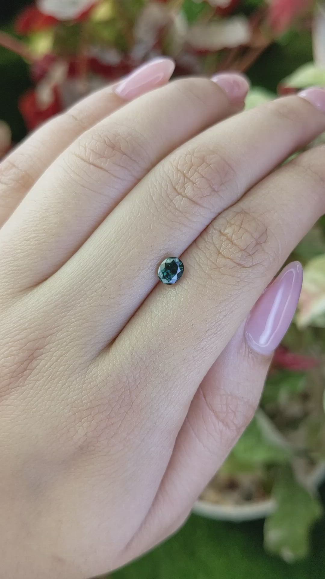 0.72 Ct. Bluish Green Sapphire from Madagascar Size Video