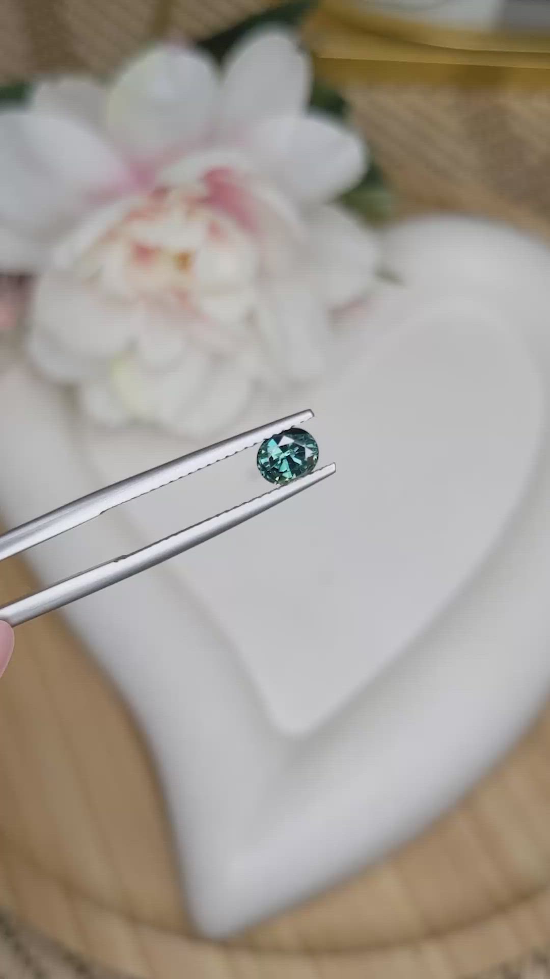 0.72 Ct. Bluish Green Sapphire from Madagascar Size Video
