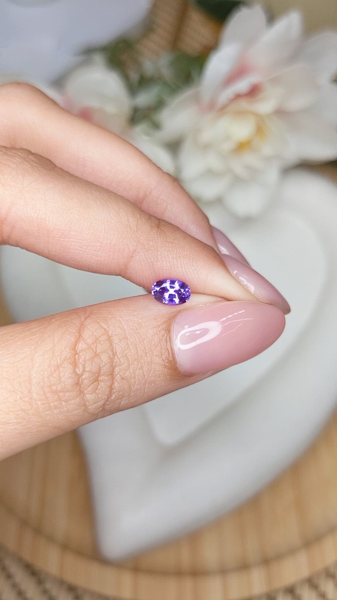 0.66 Ct. Purple Sapphire from Ceylon (Sri Lanka) Size Video
