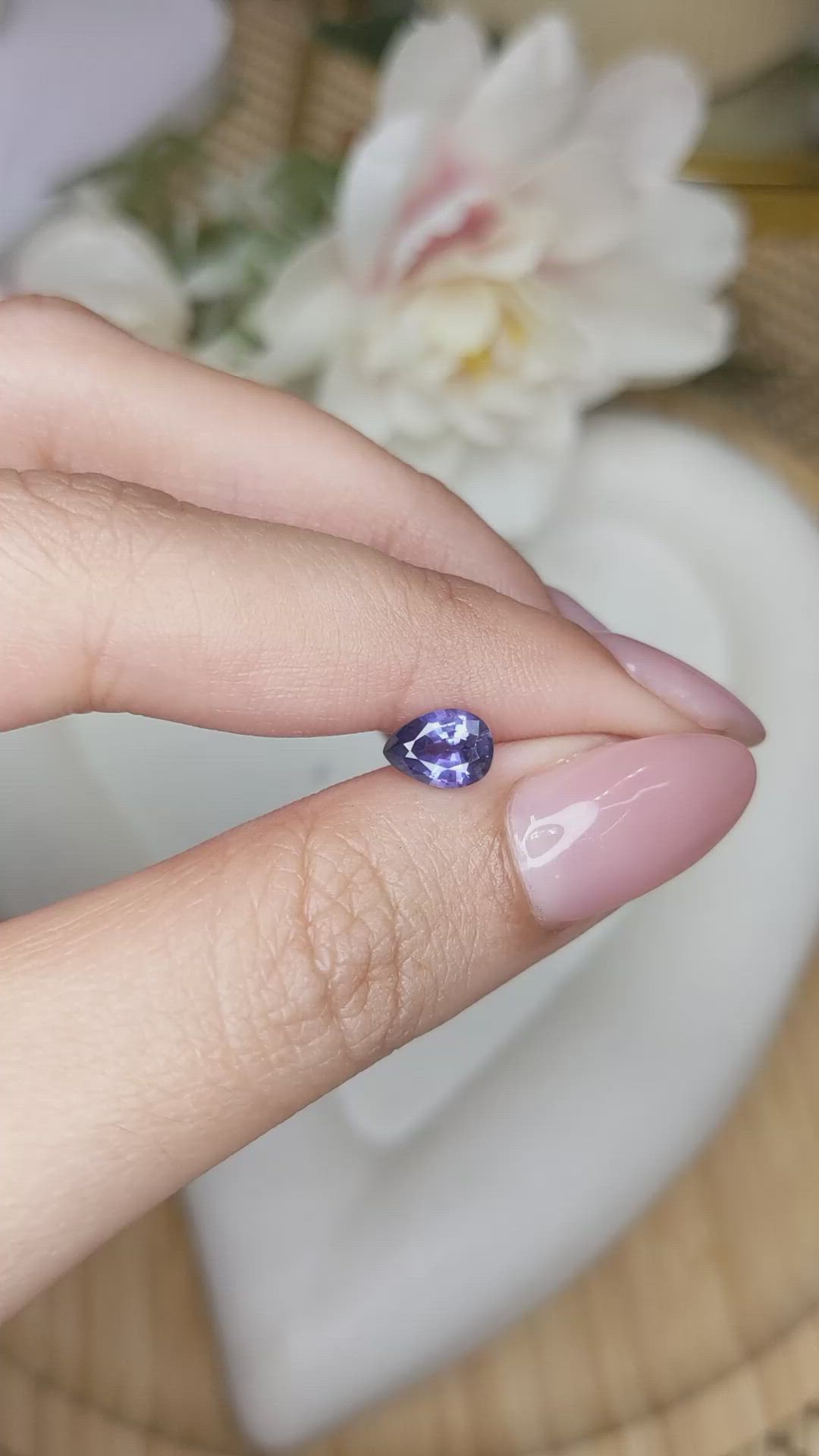 0.92 Ct. Bluish Purple Sapphire from Ceylon (Sri Lanka) Size Video