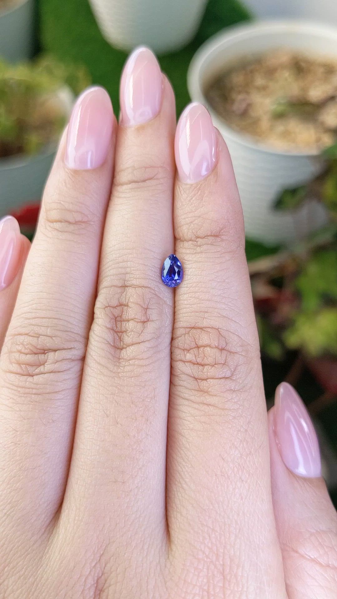 0.65 Ct. Purplish Blue Sapphire from Ceylon (Sri Lanka) Size Video