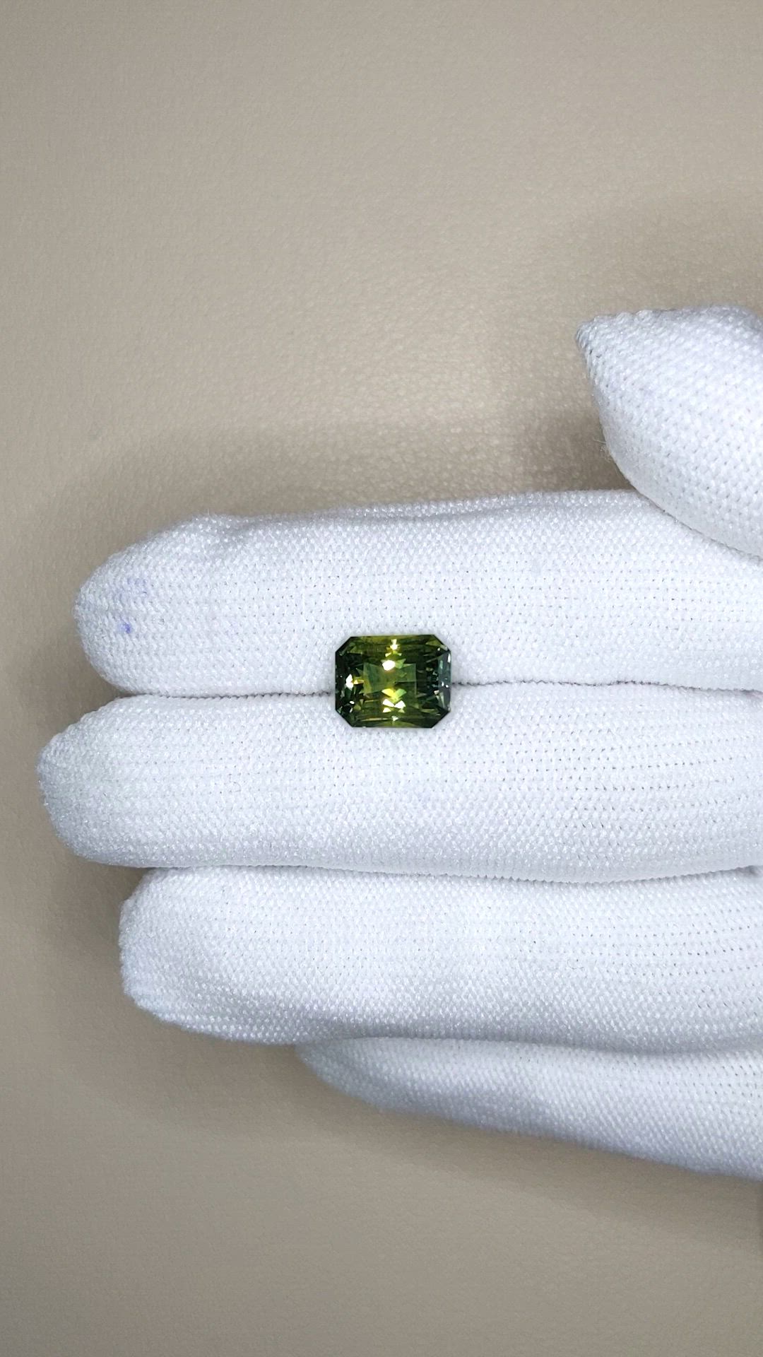 4.13 Ct. Yellowish Green Sapphire from Madagascar Size Video