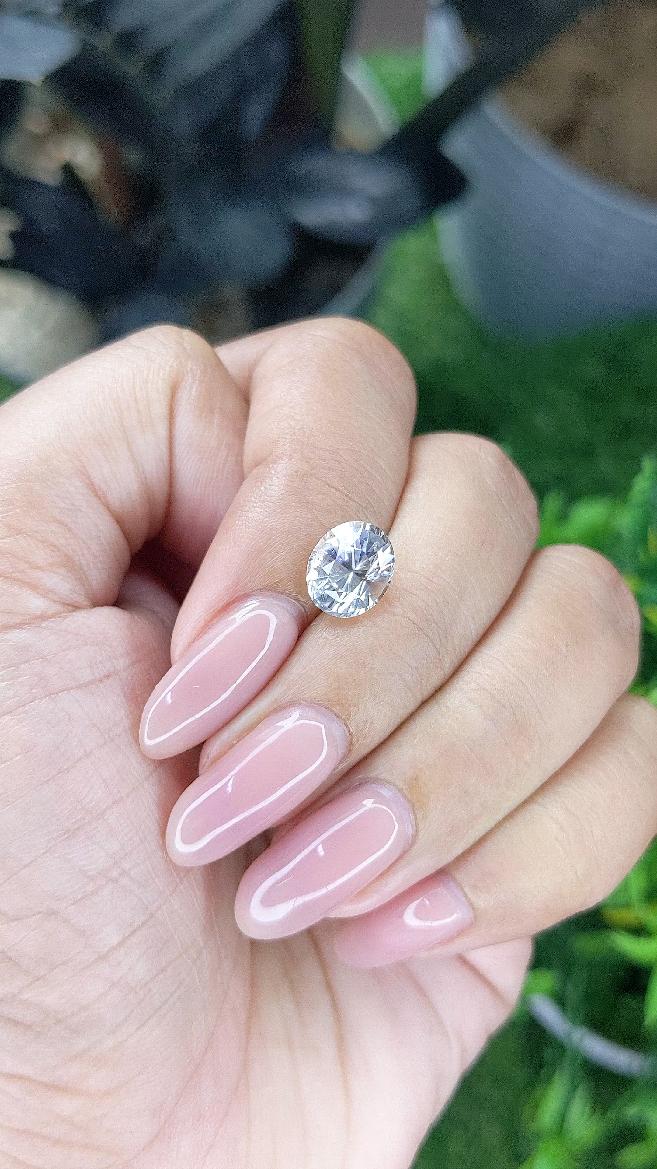 3.01 Ct. White Sapphire from Ceylon (Sri Lanka) Size Video