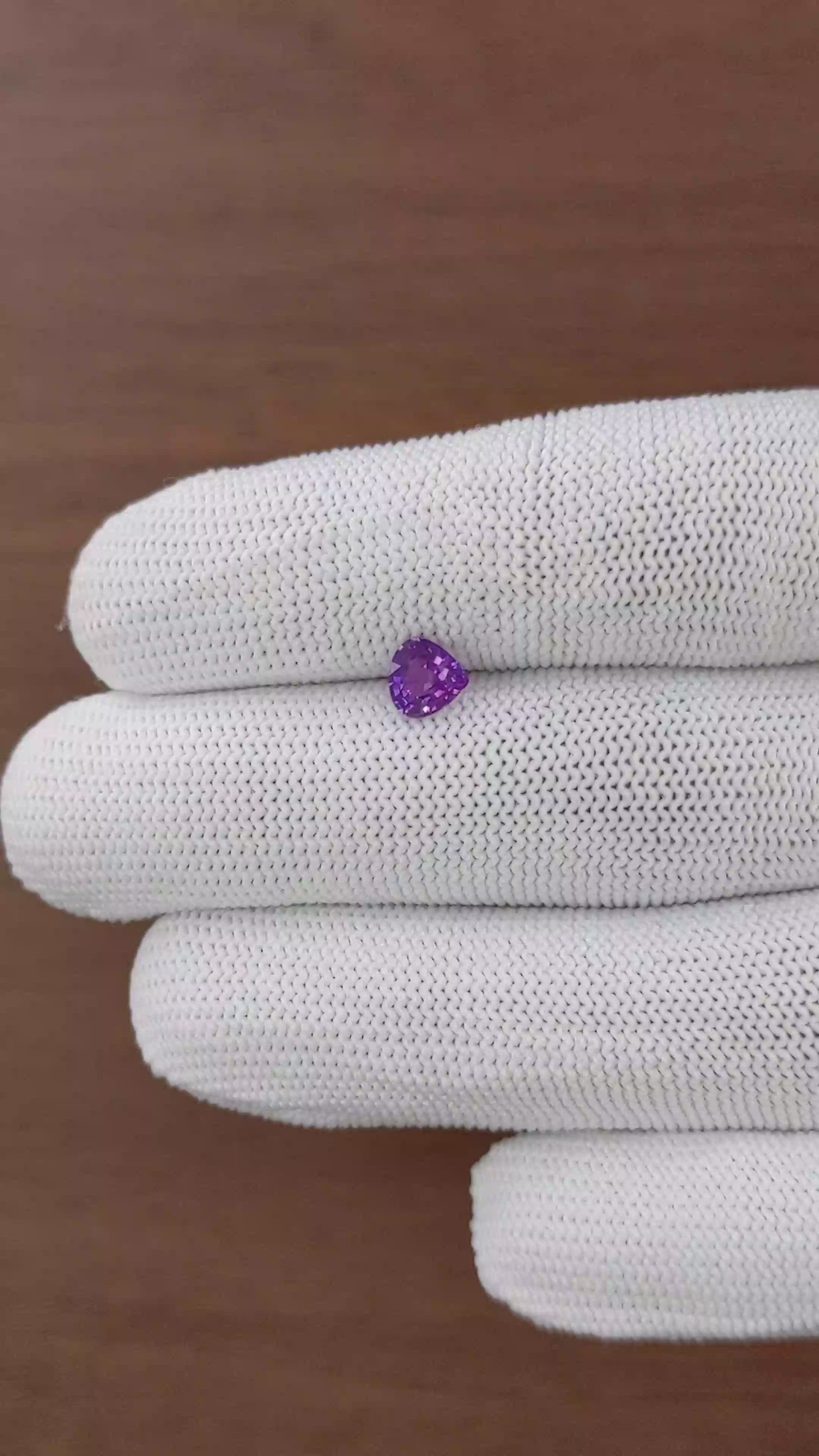 0.82 Ct. Pinkish Purple Sapphire from Ceylon (Sri Lanka) Size Video