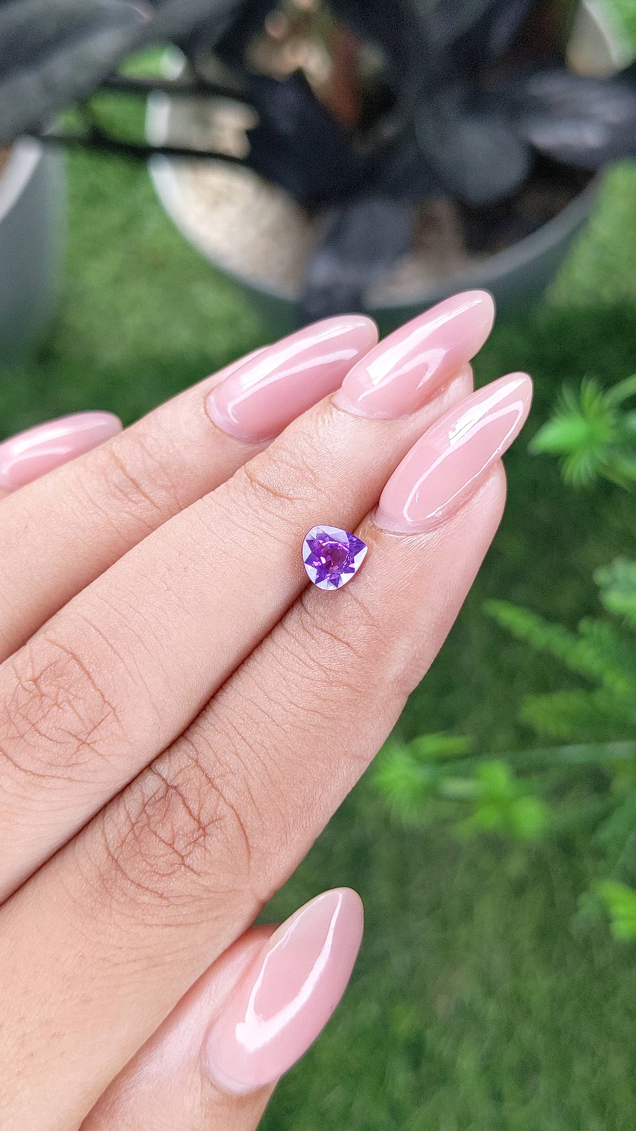 0.82 Ct. Pinkish Purple Sapphire from Ceylon (Sri Lanka) Size Video