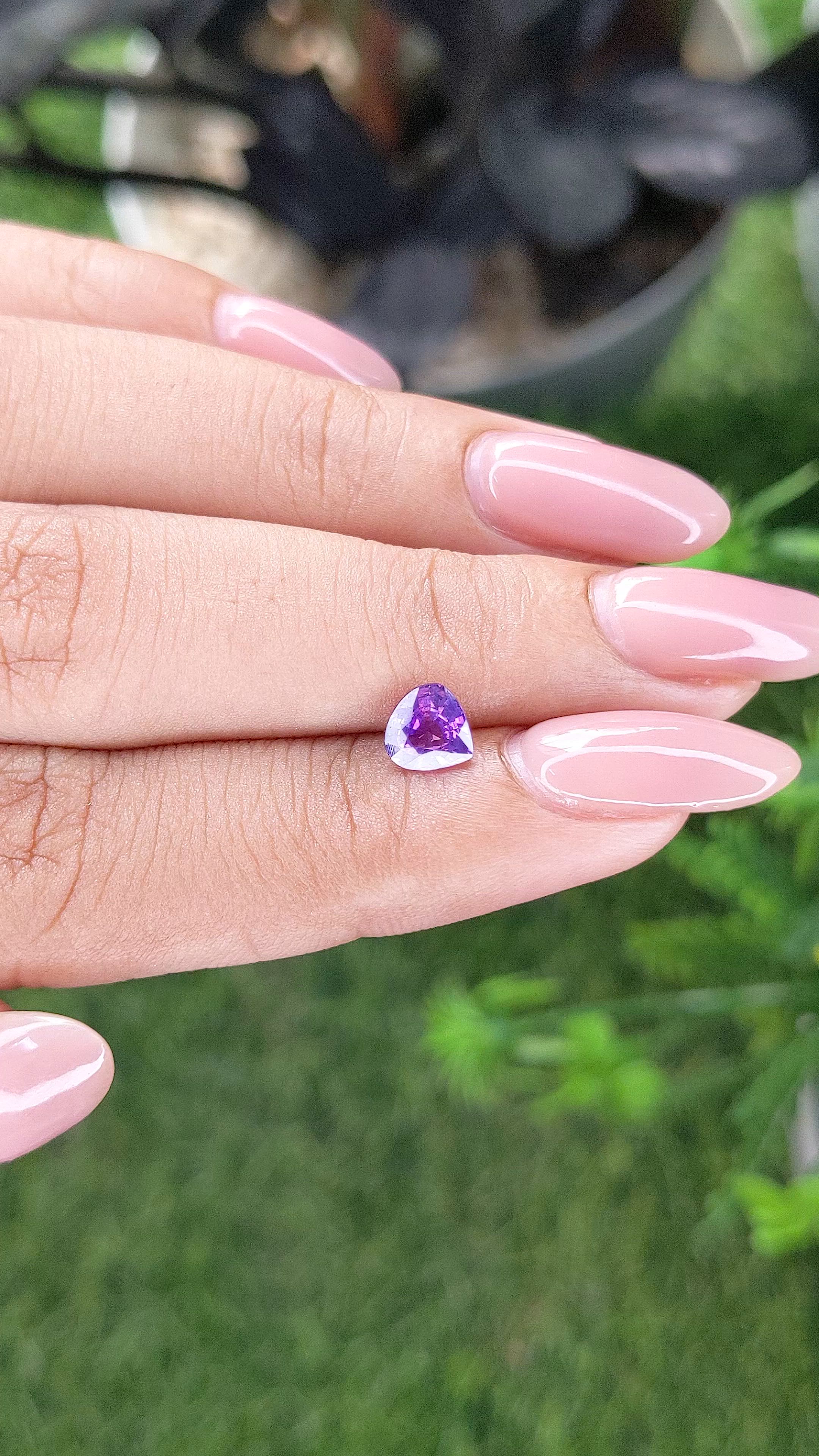 0.82 Ct. Pinkish Purple Sapphire from Ceylon (Sri Lanka) Size Video