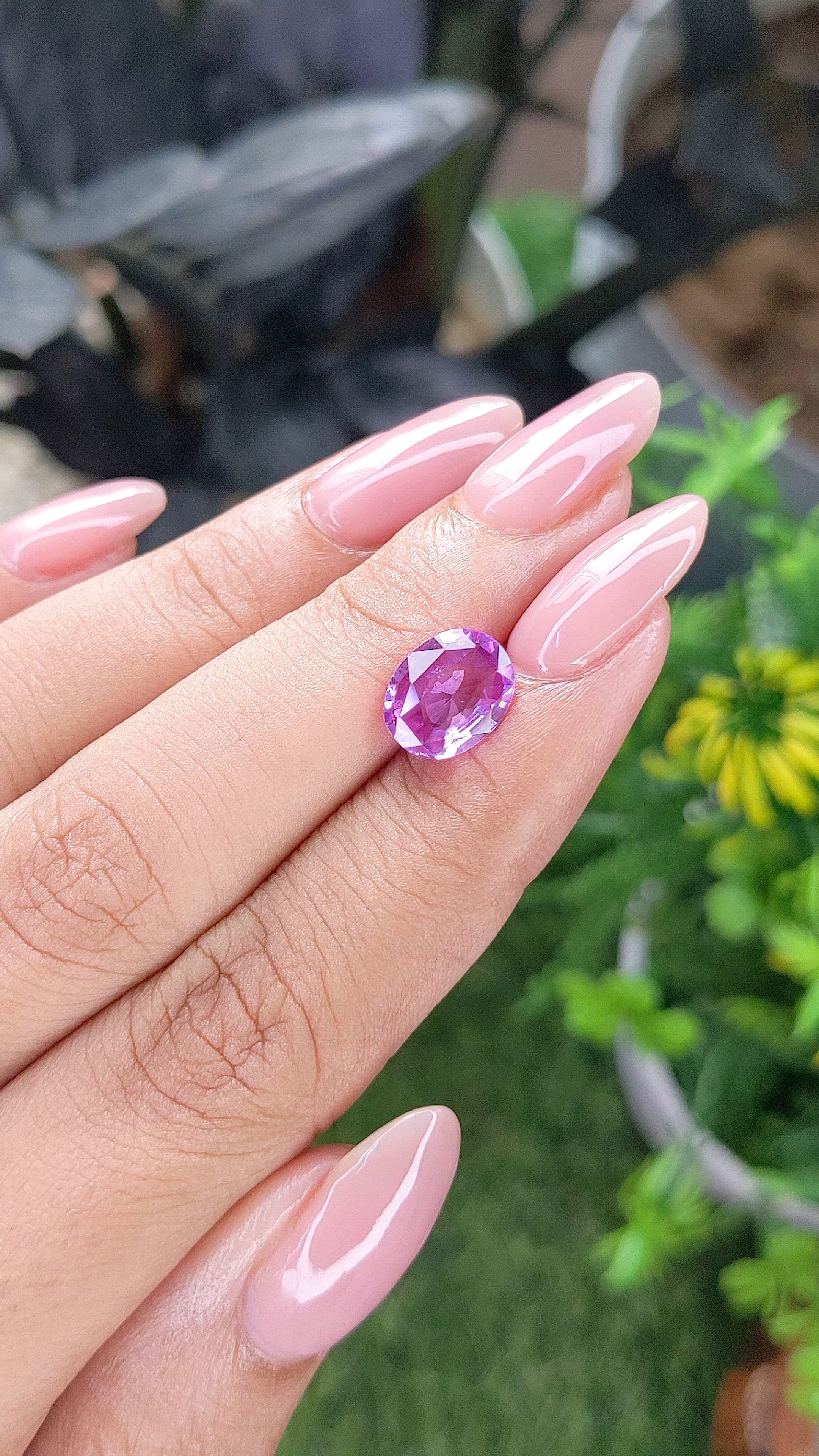 2.56 Ct. Pinkish Purple Sapphire from Madagascar Size Video