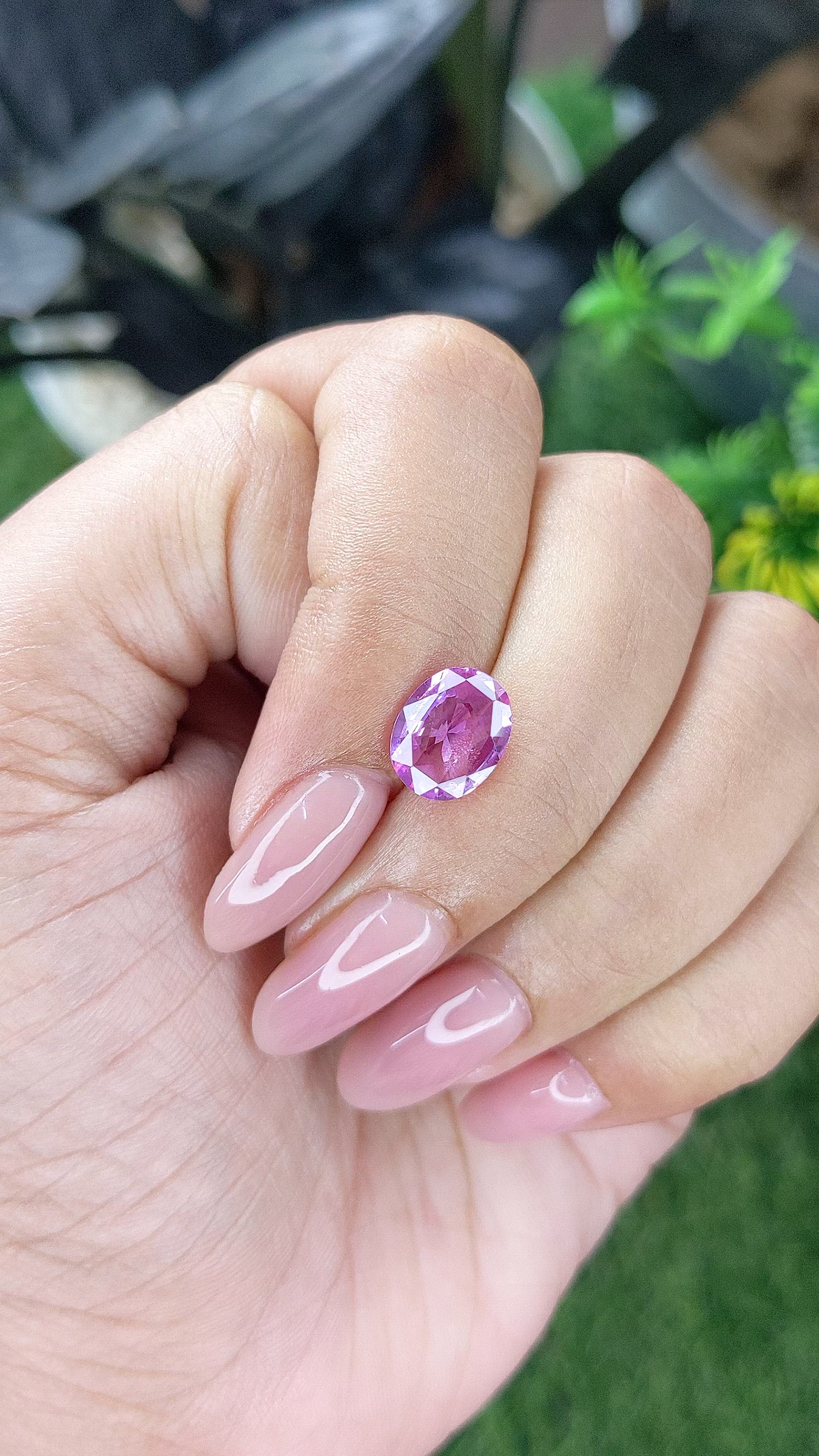 2.56 Ct. Pinkish Purple Sapphire from Madagascar Size Video