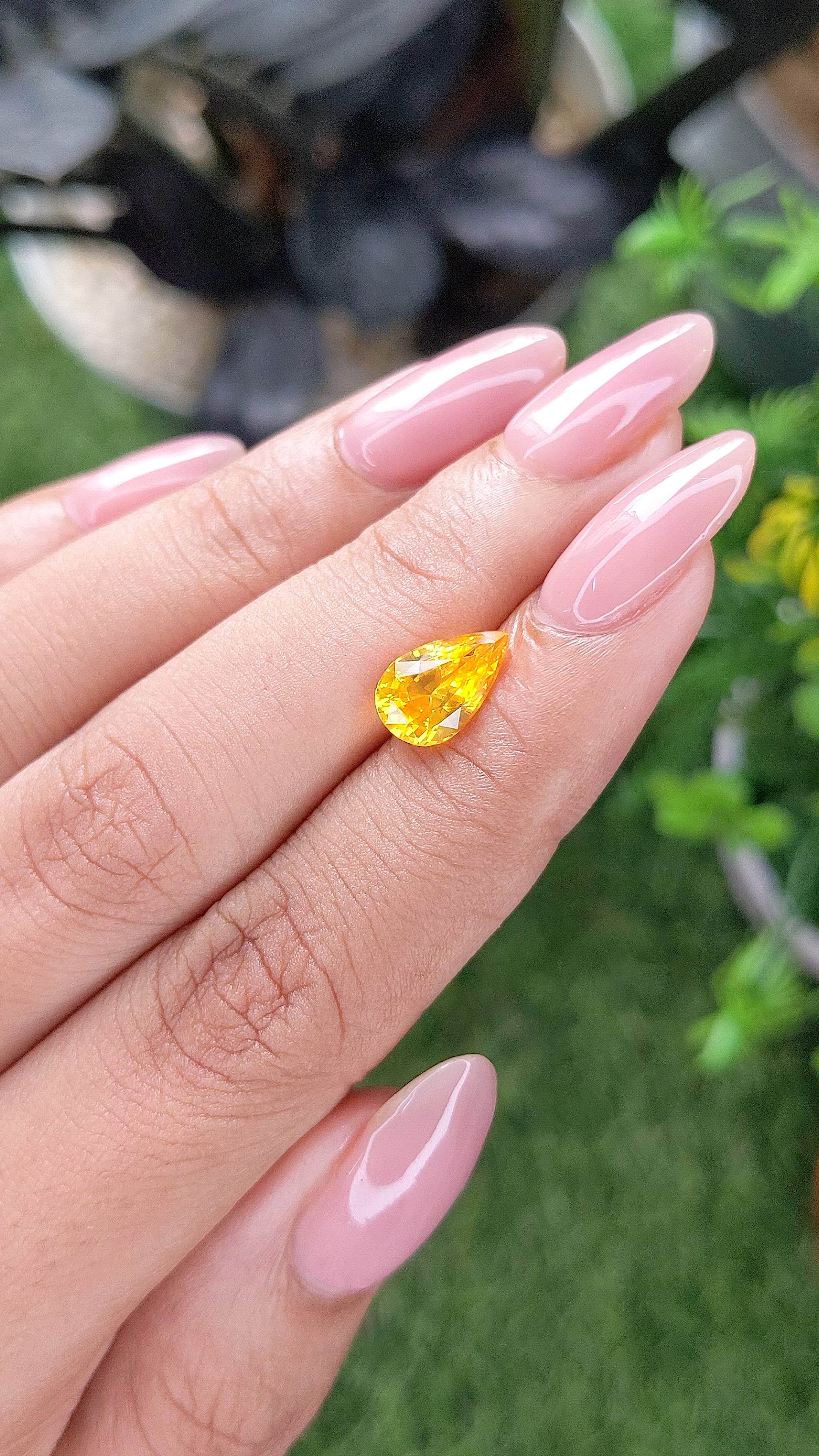 2.13 Ct. Orangish Yellow Sapphire from Ceylon (Sri Lanka) Size Video