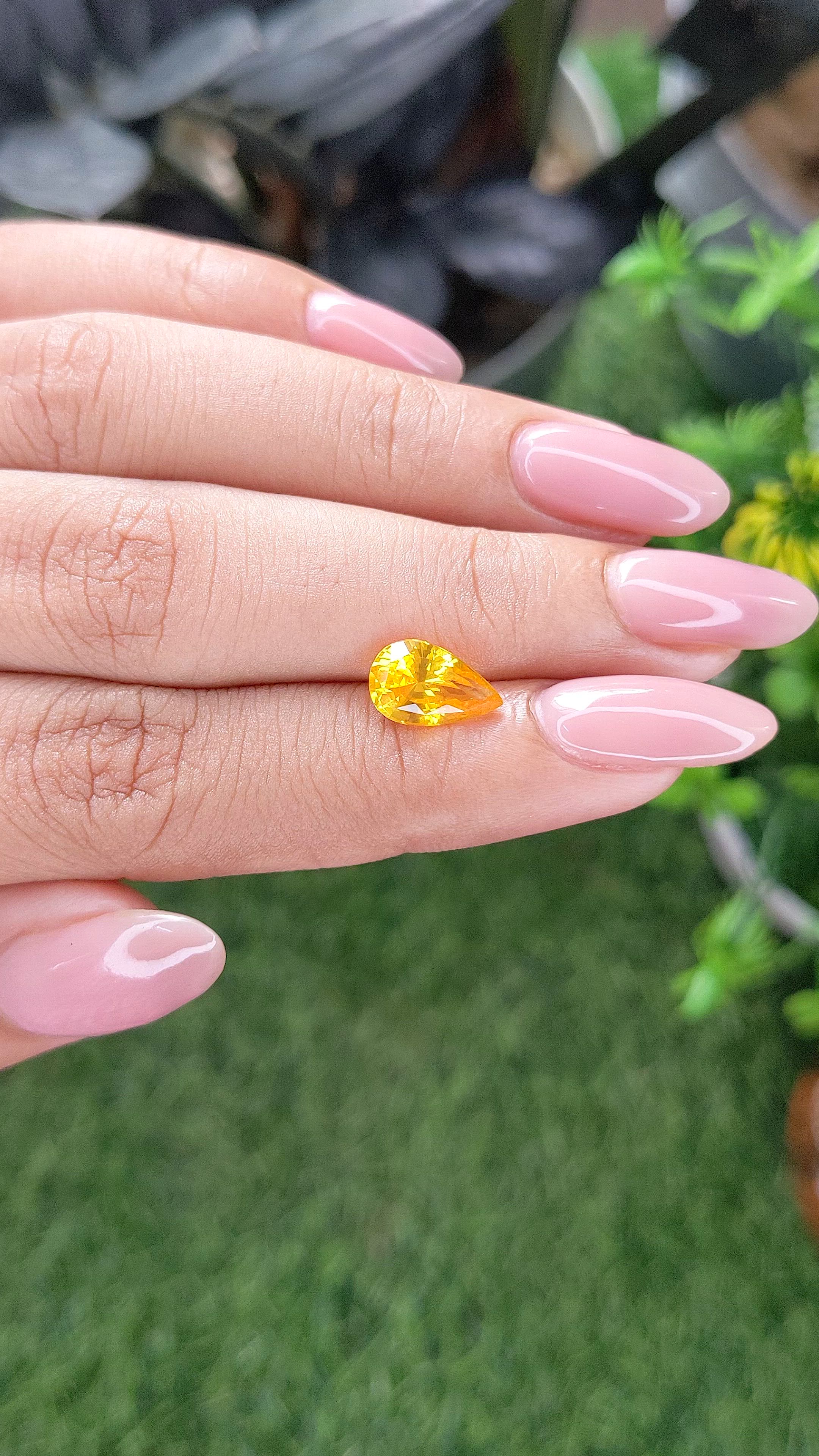 2.13 Ct. Orangish Yellow Sapphire from Ceylon (Sri Lanka) Size Video