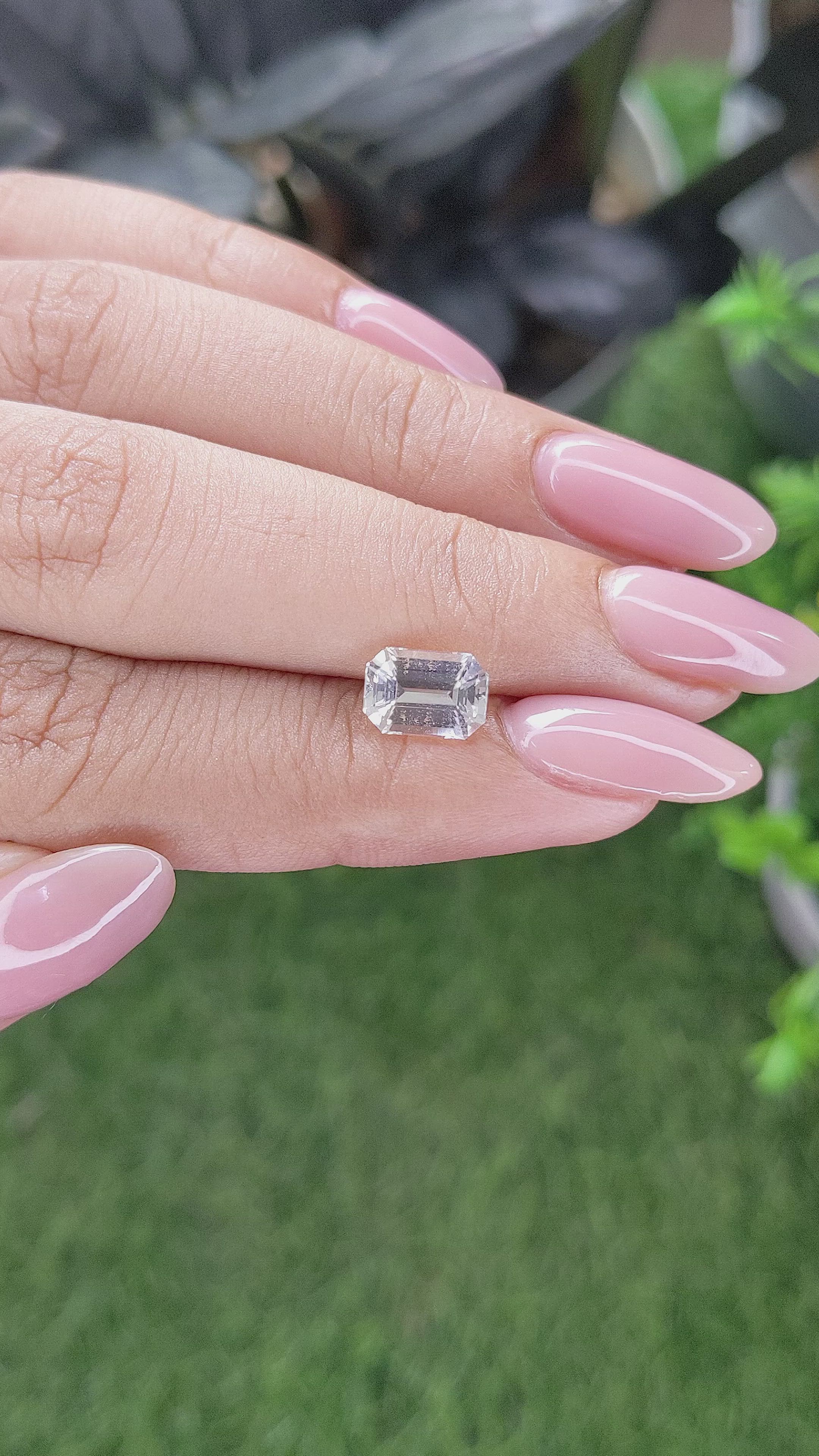 2.08 Ct. White Sapphire from Ceylon (Sri Lanka) Size Video