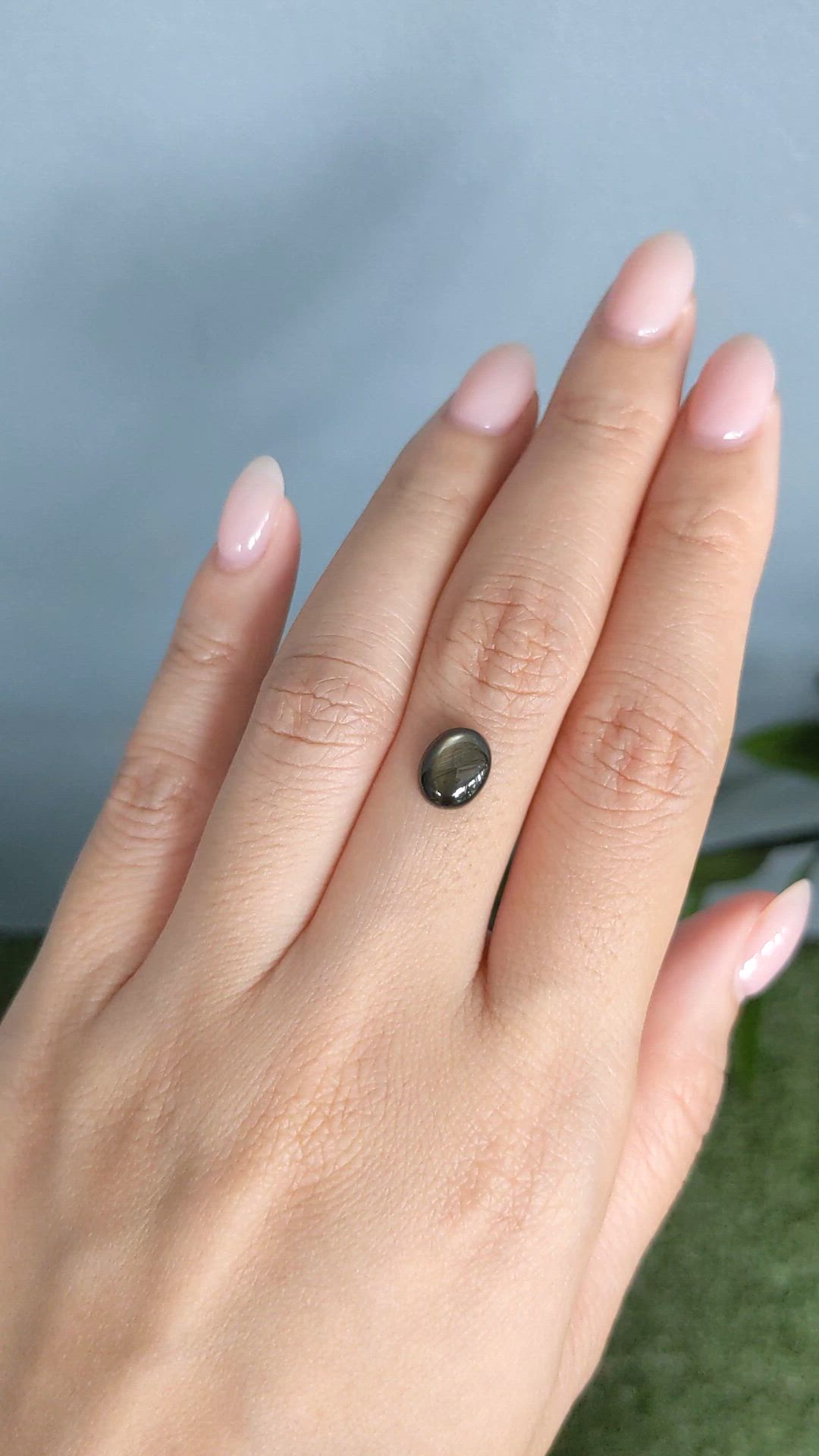 2.84 Ct. Black Star Sapphire from Ceylon (Sri Lanka) Size Video