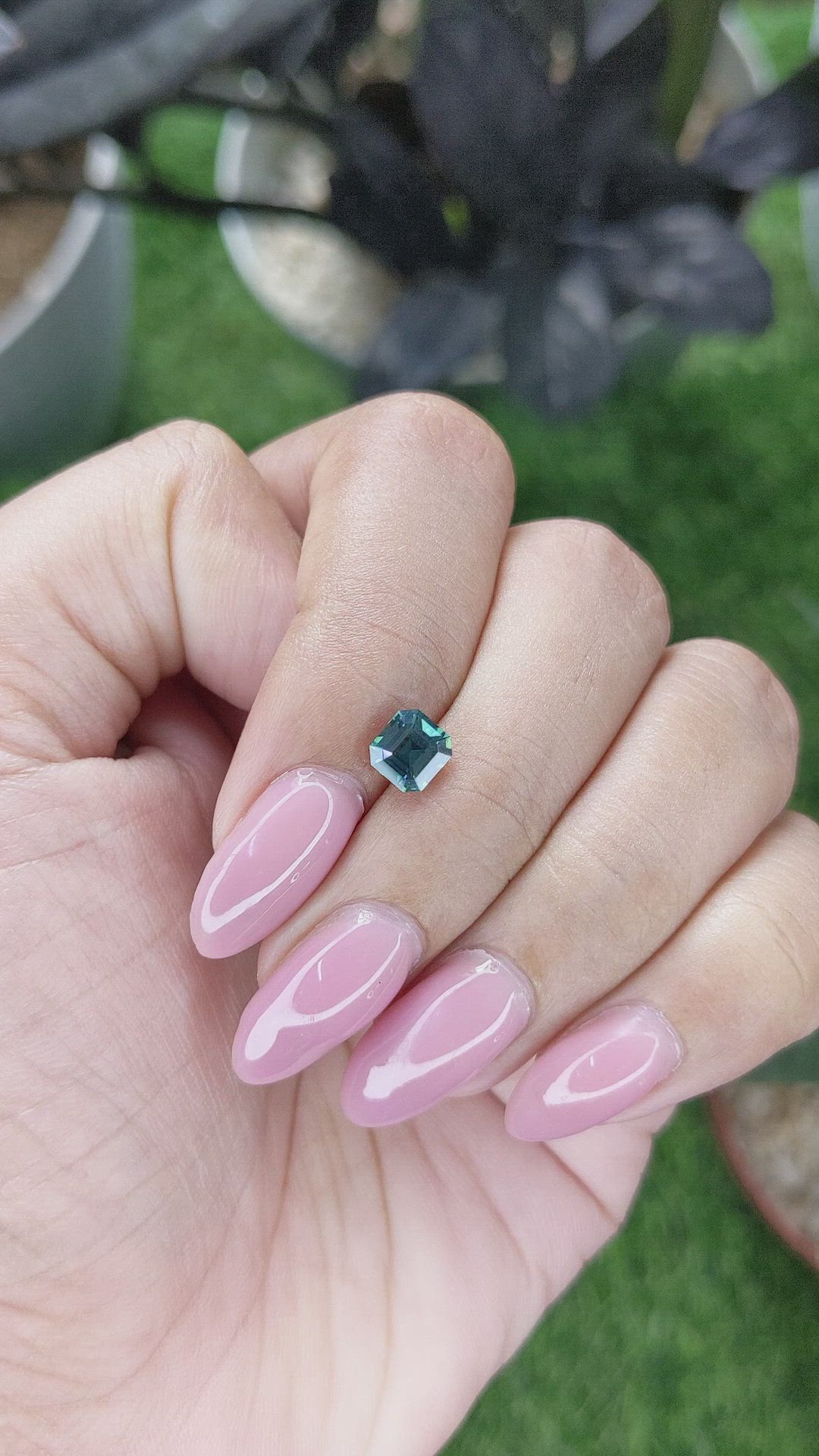 1.12 Ct. Bluish Green Sapphire from Madagascar Size Video