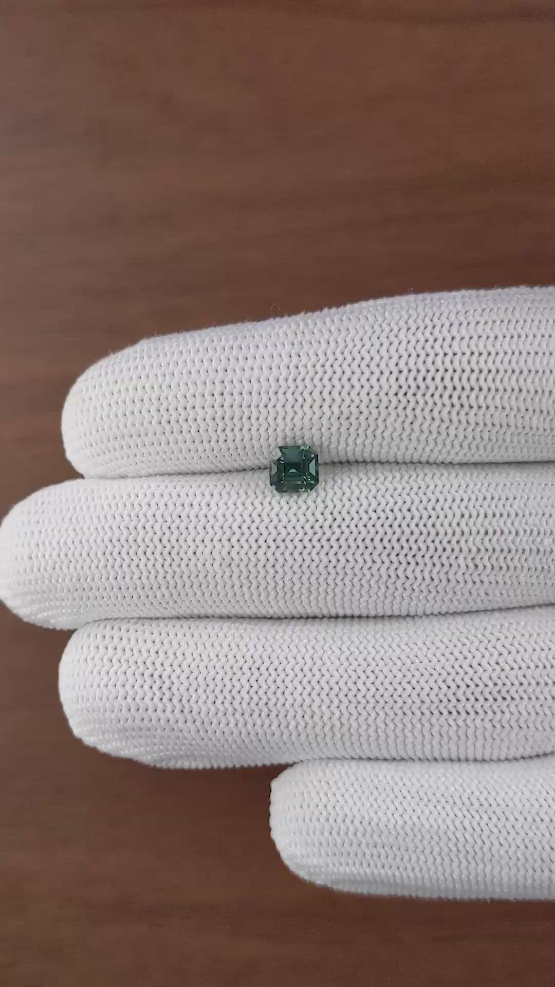 1.12 Ct. Bluish Green Sapphire from Madagascar Size Video