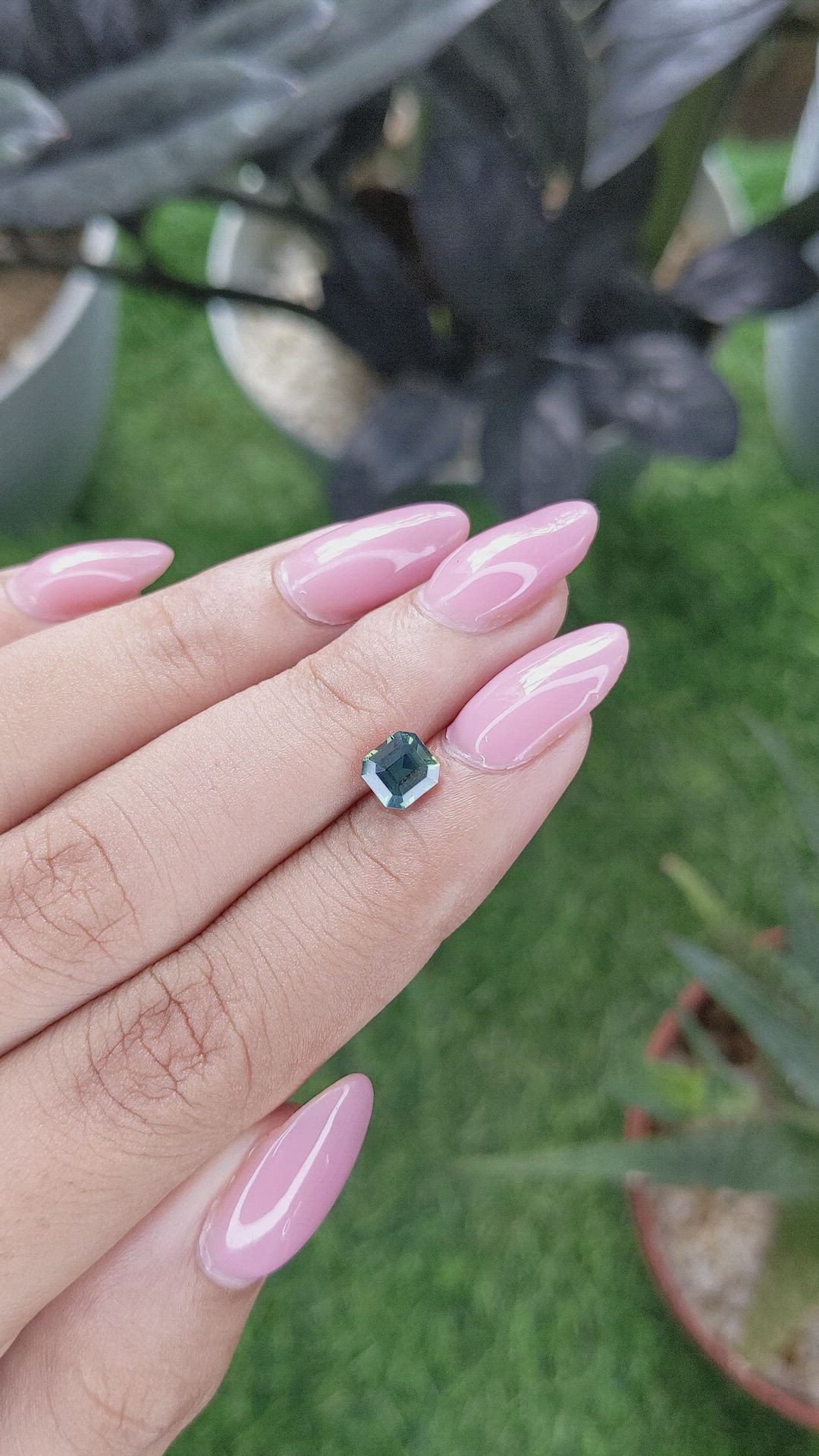 1.12 Ct. Bluish Green Sapphire from Madagascar Size Video