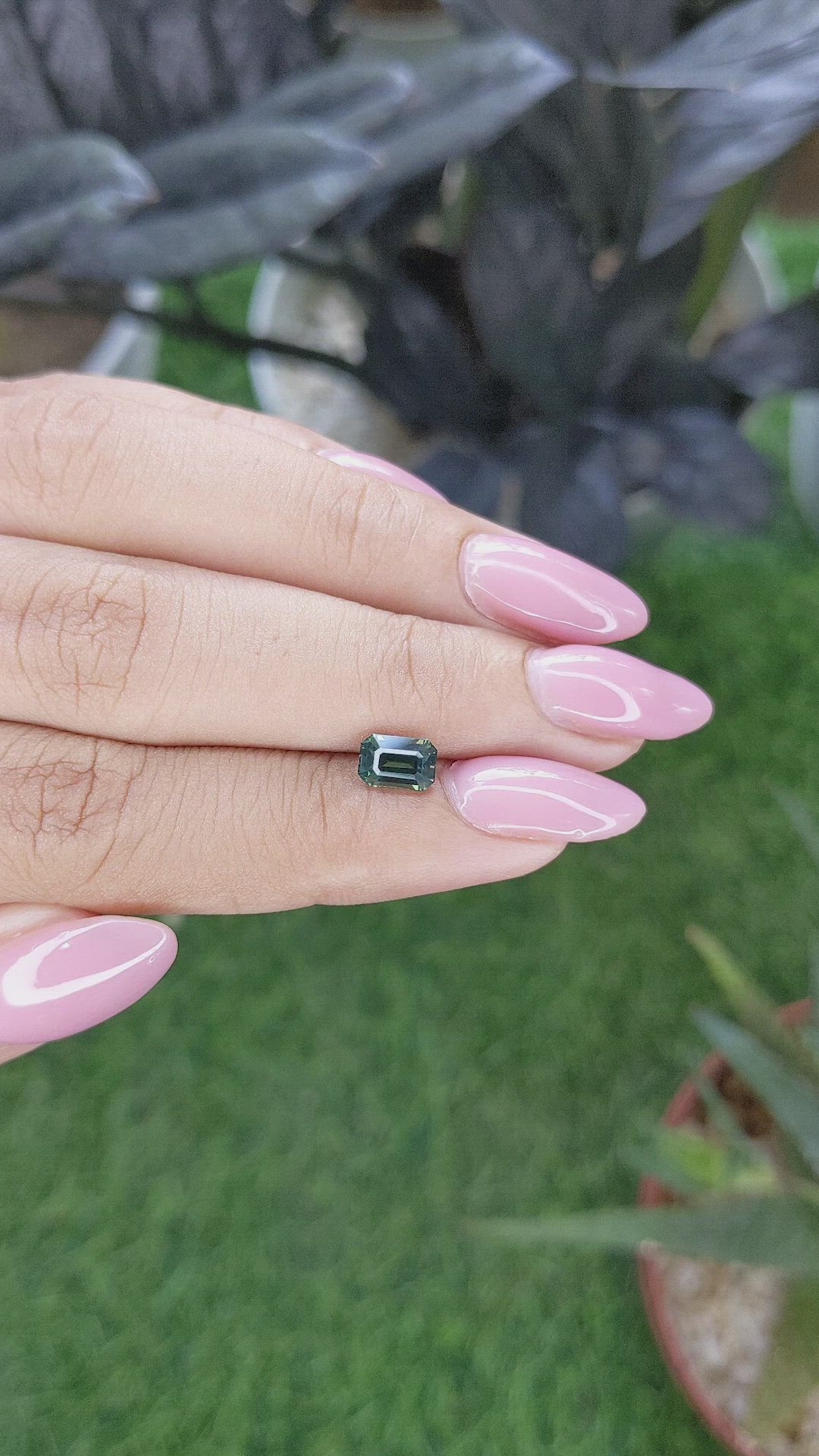 1.17 Ct. Bluish Green Sapphire from Madagascar Size Video