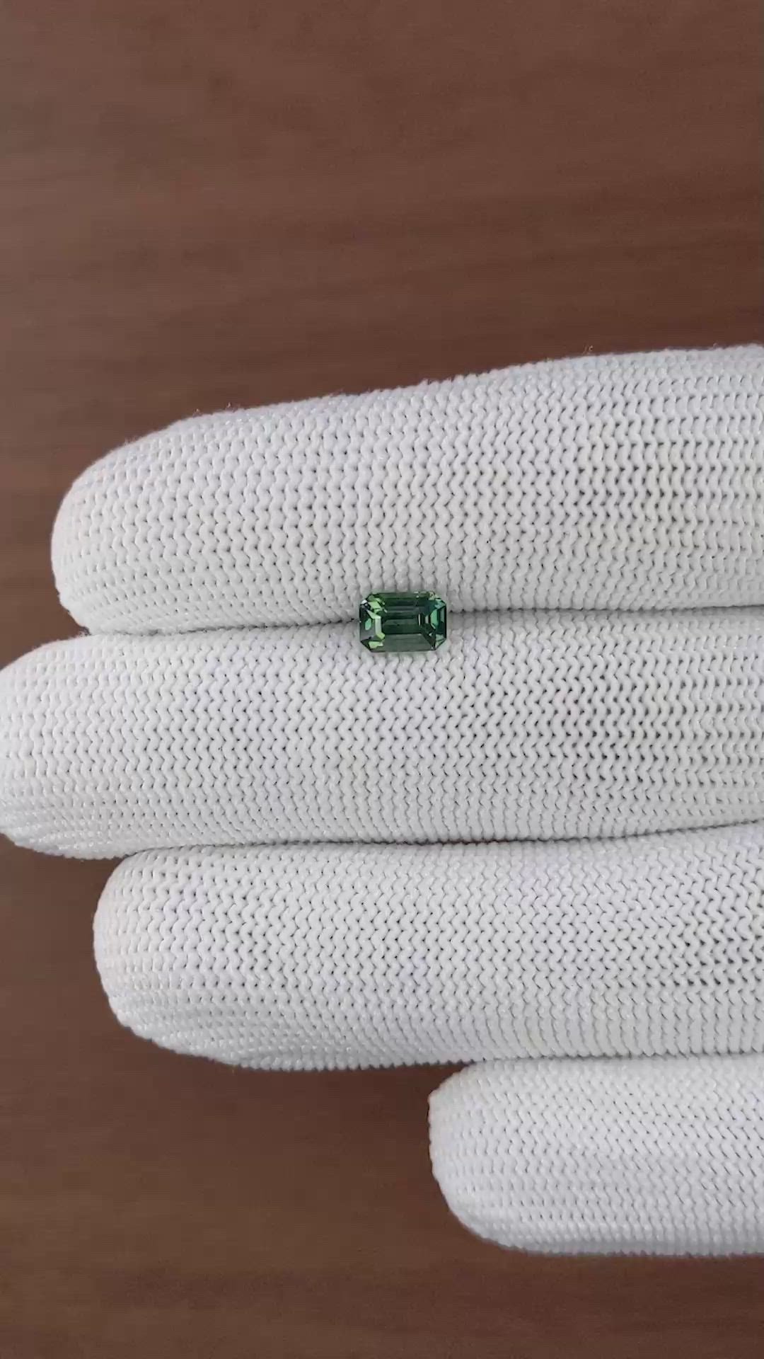 1.17 Ct. Bluish Green Sapphire from Madagascar Size Video