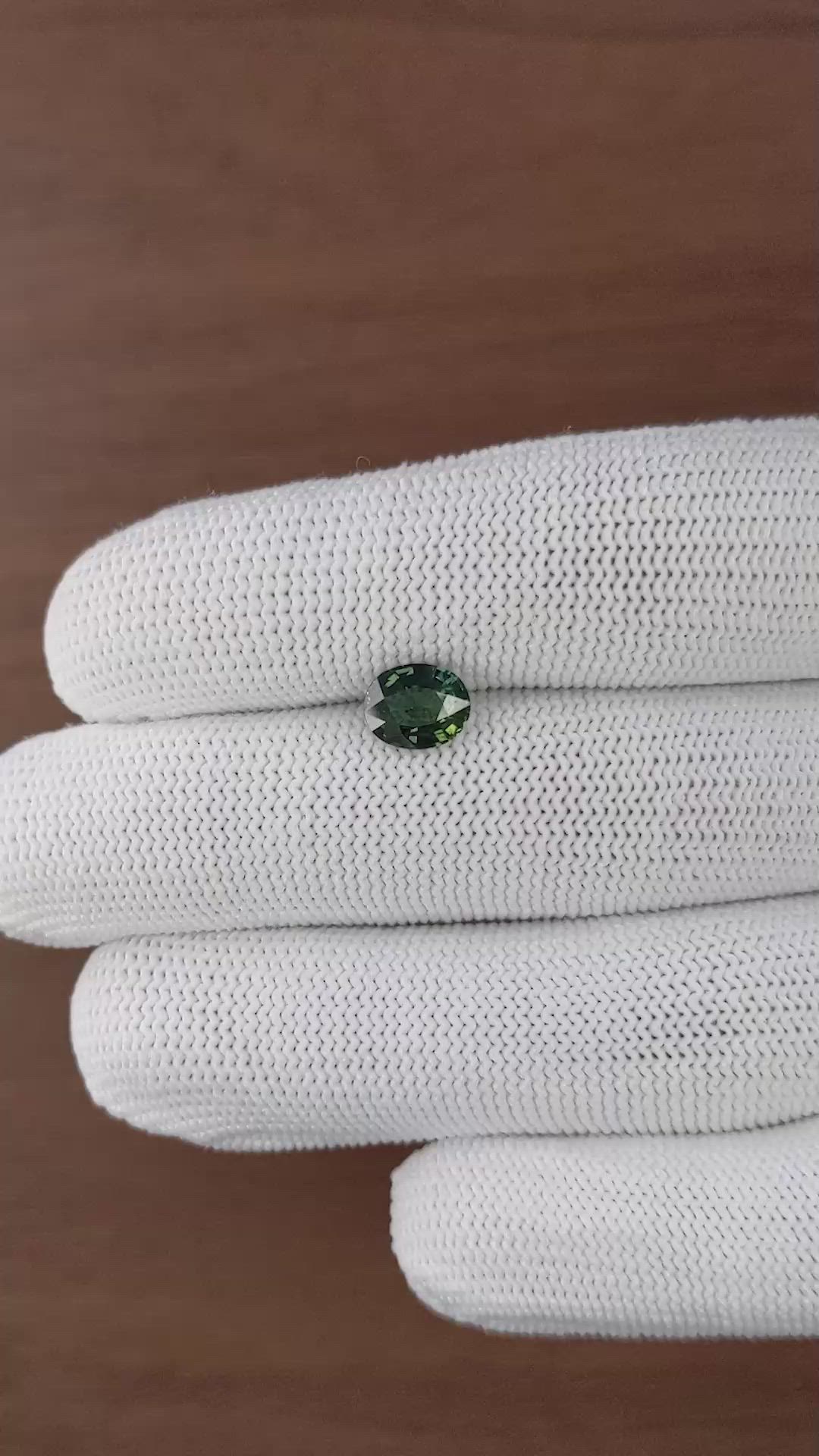 1.54 Ct. Bluish Green Sapphire from Madagascar Size Video