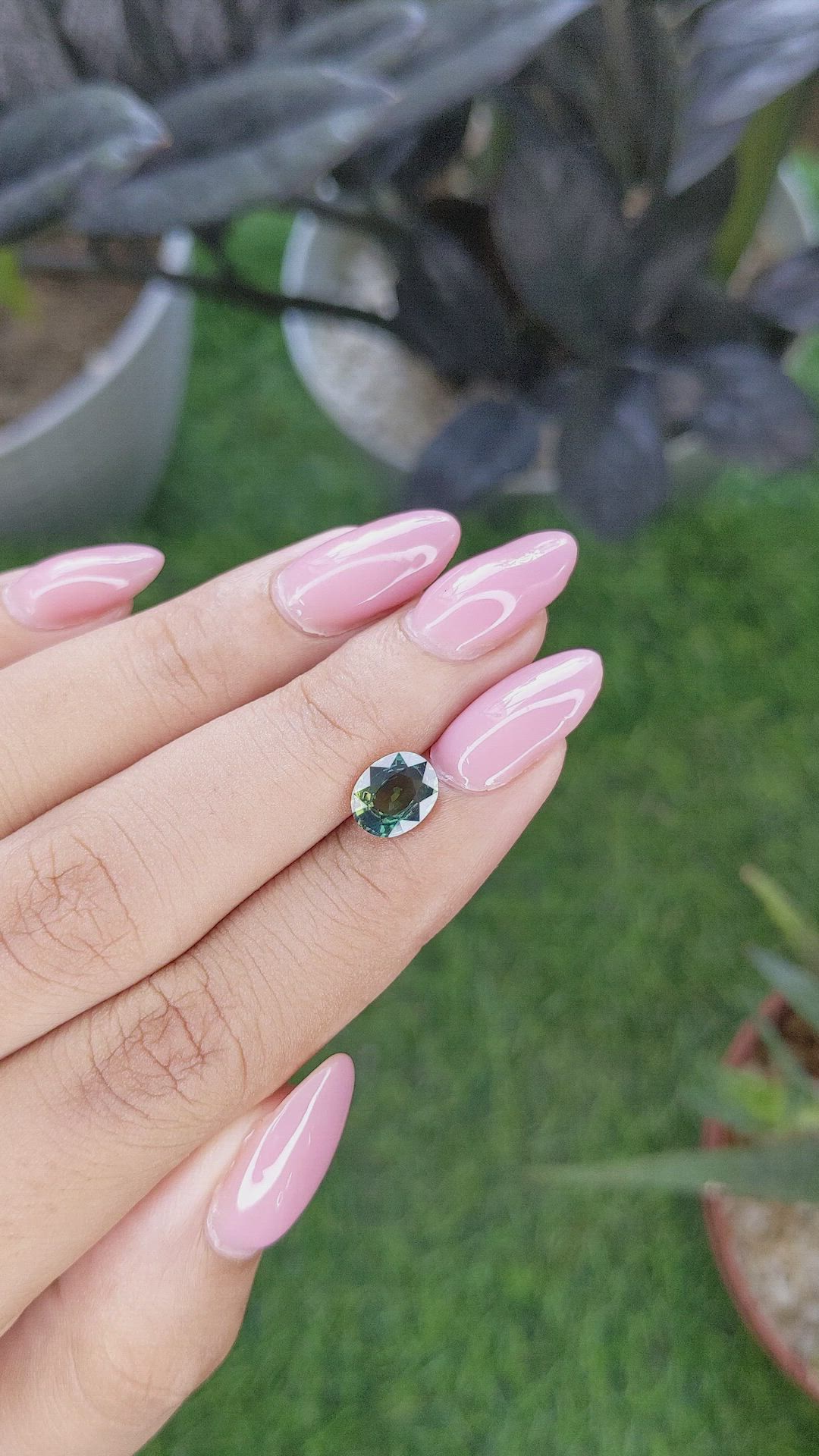1.54 Ct. Bluish Green Sapphire from Madagascar Size Video