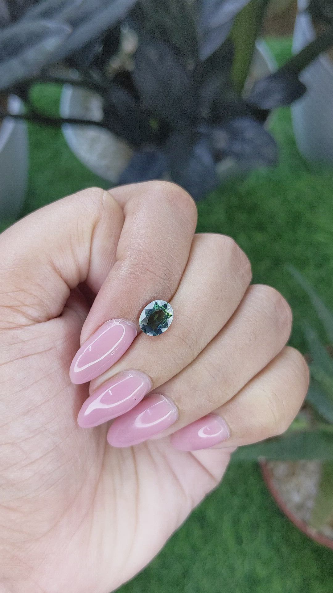 1.54 Ct. Bluish Green Sapphire from Madagascar Size Video
